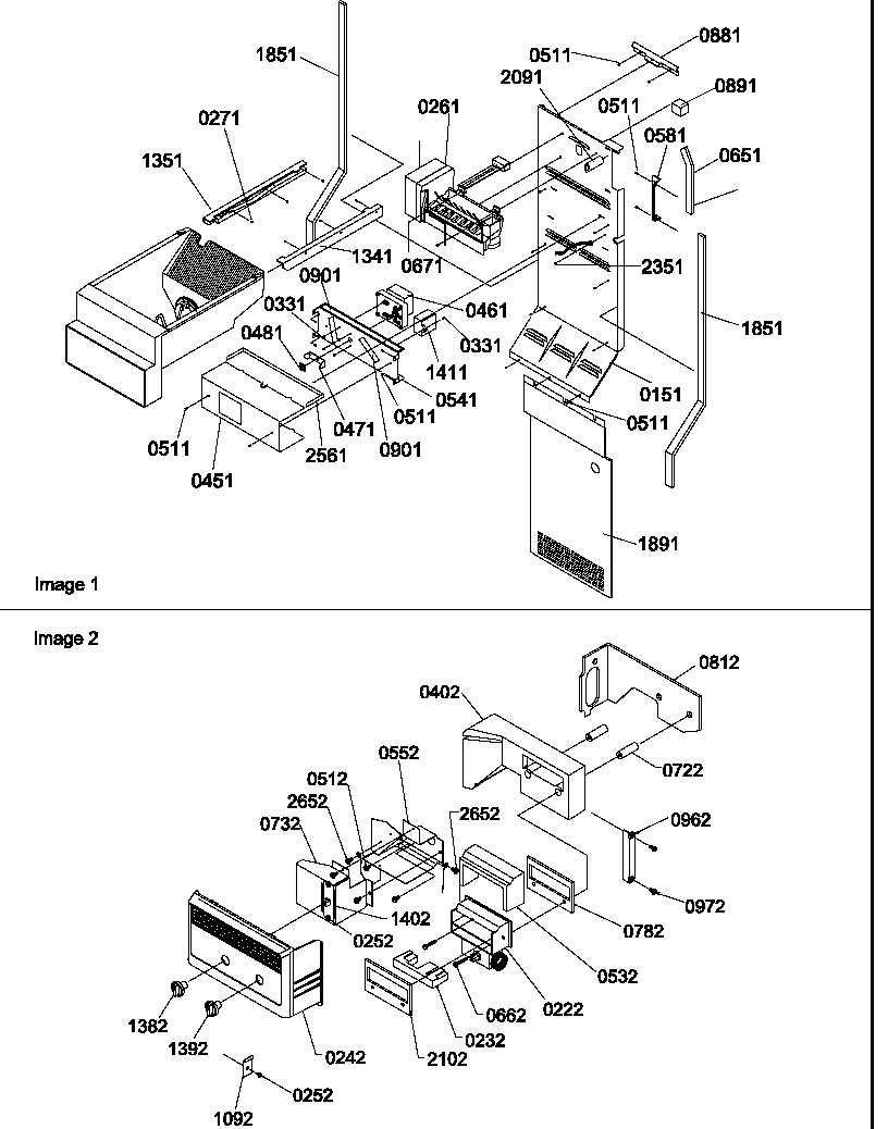 Amana SBD522VE-P1320303WE ice maker/control assembly diagram