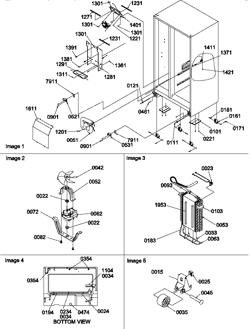 Amana SBDE522VW-P1320305WW drain systems, rollers, and evaporator assy diagram