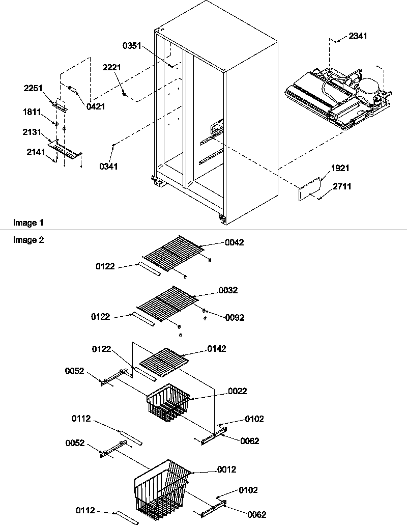 Amana SX522VW-P1320501WW freezer shelves and lights diagram