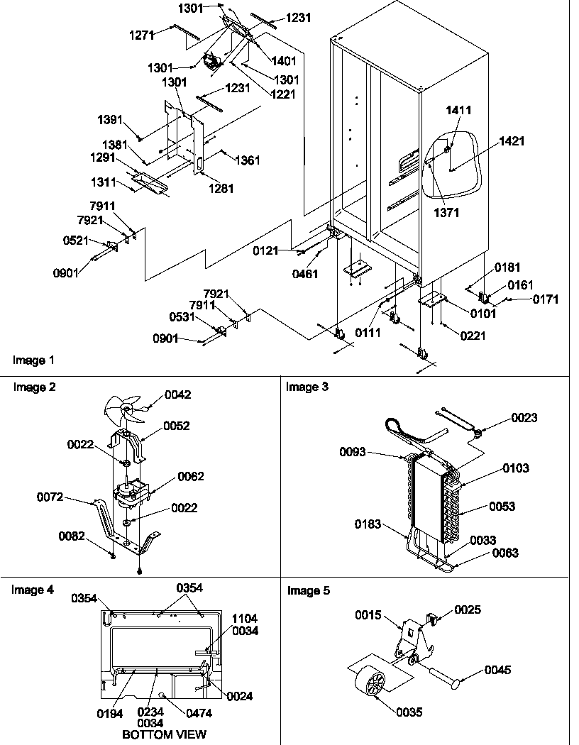 Amana SX522VW-P1320501WW drain systems, rollers, and evaporator assy diagram
