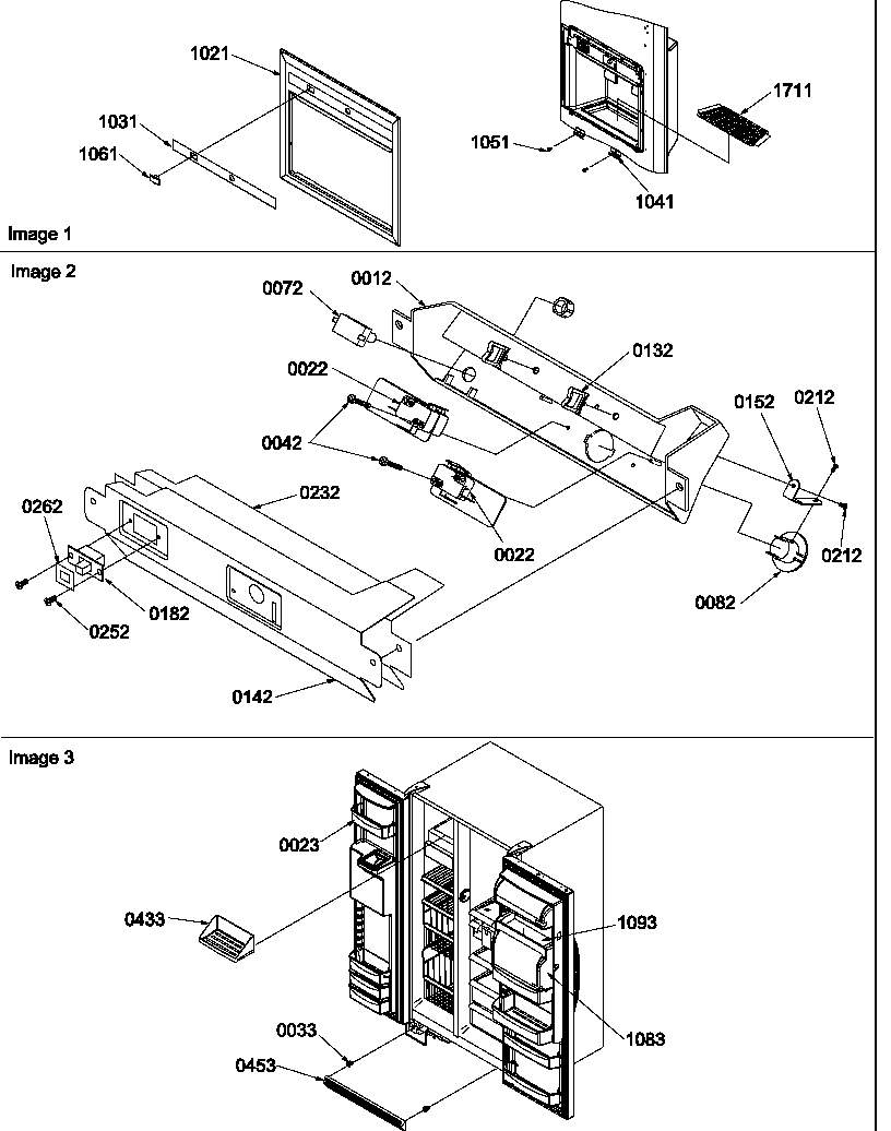 Amana SXD522VW-P1320302WW facade dispenser cover, elec.bracket assy,toe grille diagram