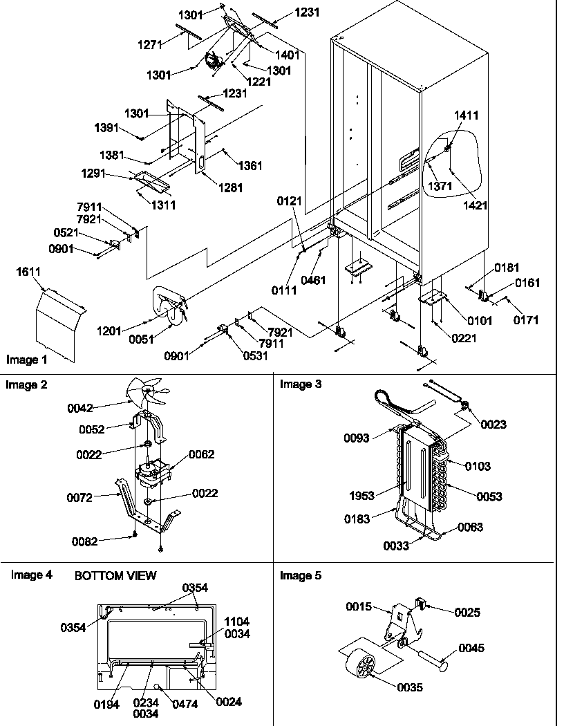 Amana SXD522VW-P1320302WW drain systems, rollers, and evaporator assy diagram