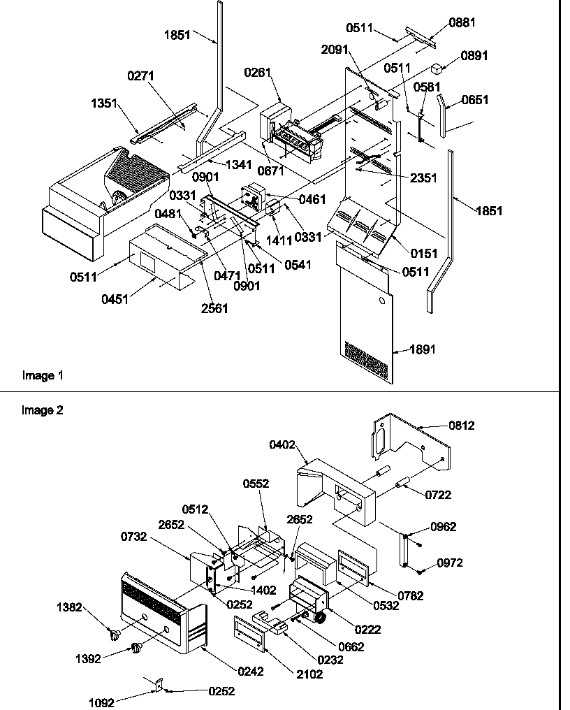 Amana SXD522VW-P1320302WW ice maker/control assy diagram