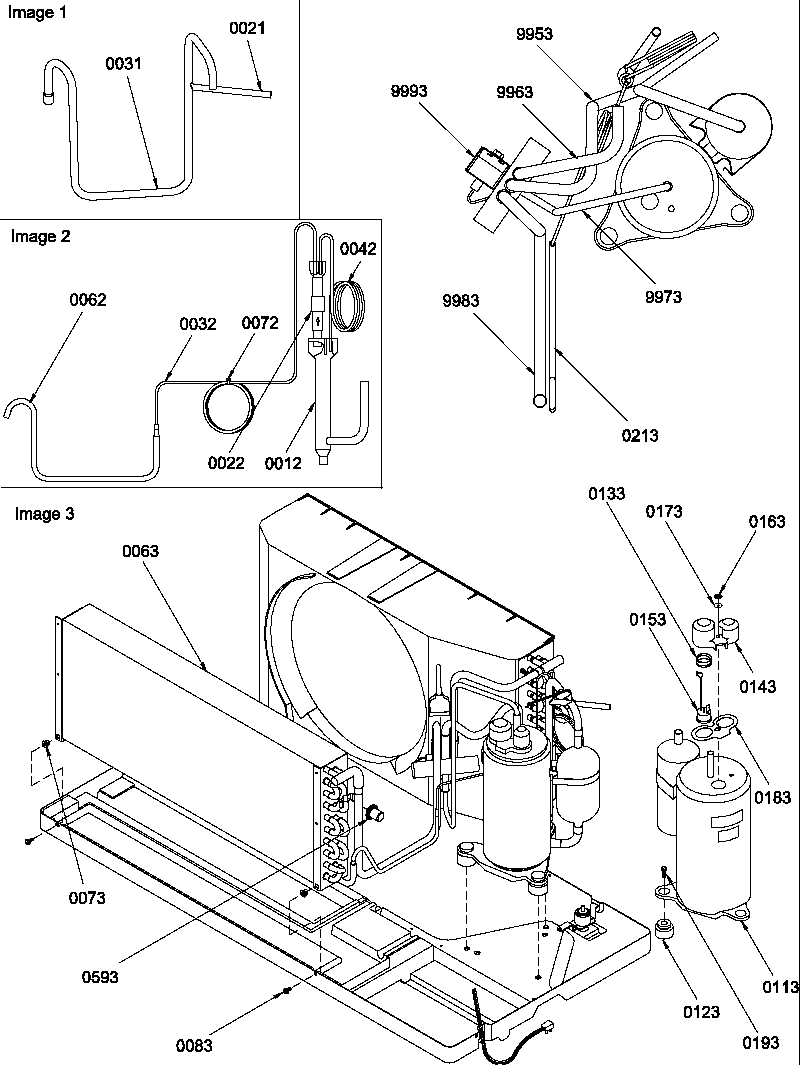 Amana PTH094A35BB/P1225507R compressor/tubing diagram