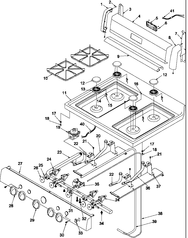 Amana ARG3600W-P1143372NW maintop and backguard diagram