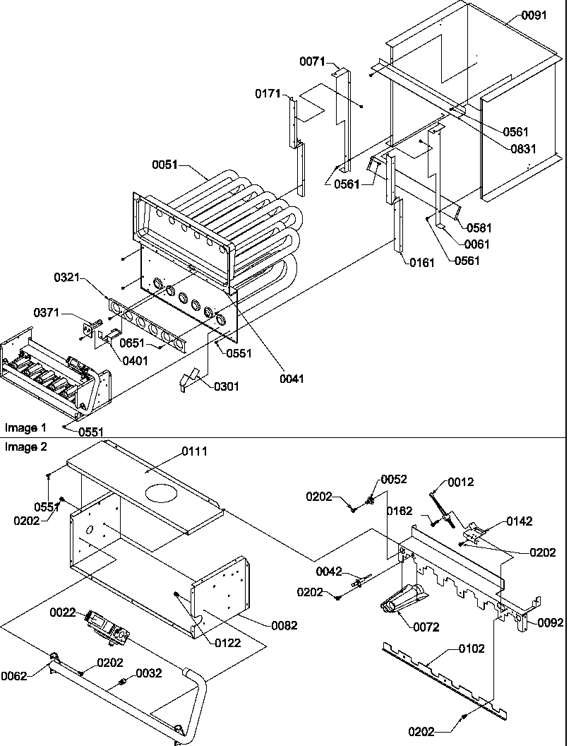 Amana GCIA140CX50/P1207308F partition tube/collector box/manifold diagram