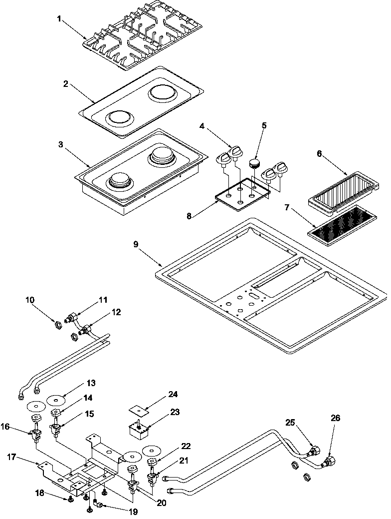 Amana AKGD3050WW-P1131631NWW main top diagram