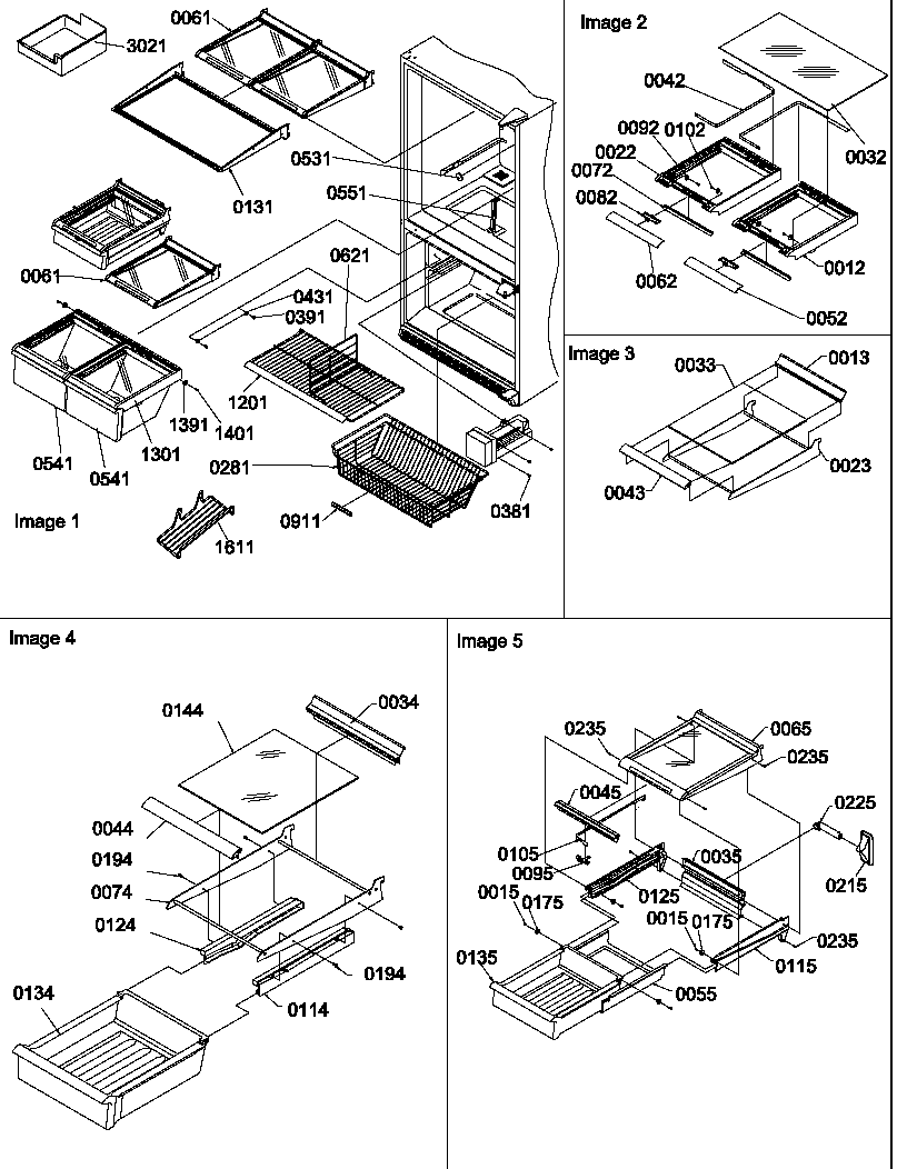 Amana BG21VL-P1321501WL shelving assemblies diagram