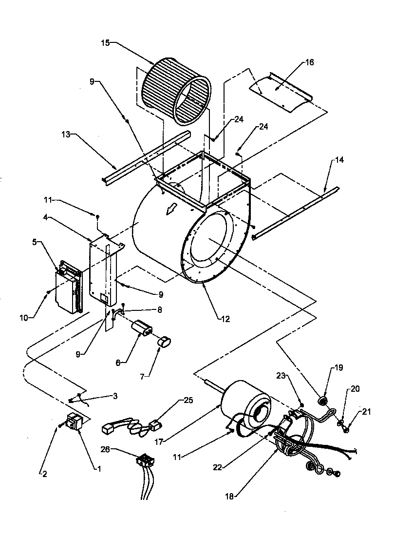 Amana GCIB115A40/P1186506F blower assembly & integrated control diagram