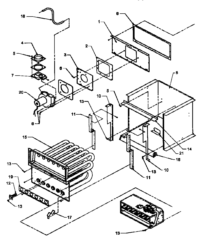 Amana GUIB070A40/P1186403F collector box & vent assy diagram