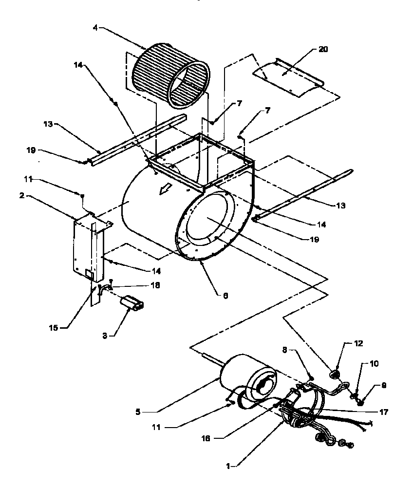 Amana GUIB070A40/P1186403F blower assy diagram