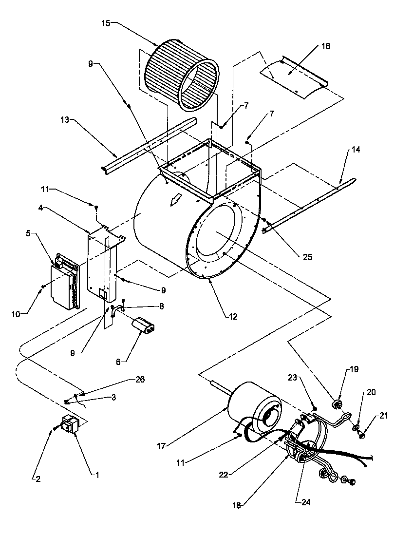 Amana GCIC115CX50/P1207507F blower assembly & integrated control diagram
