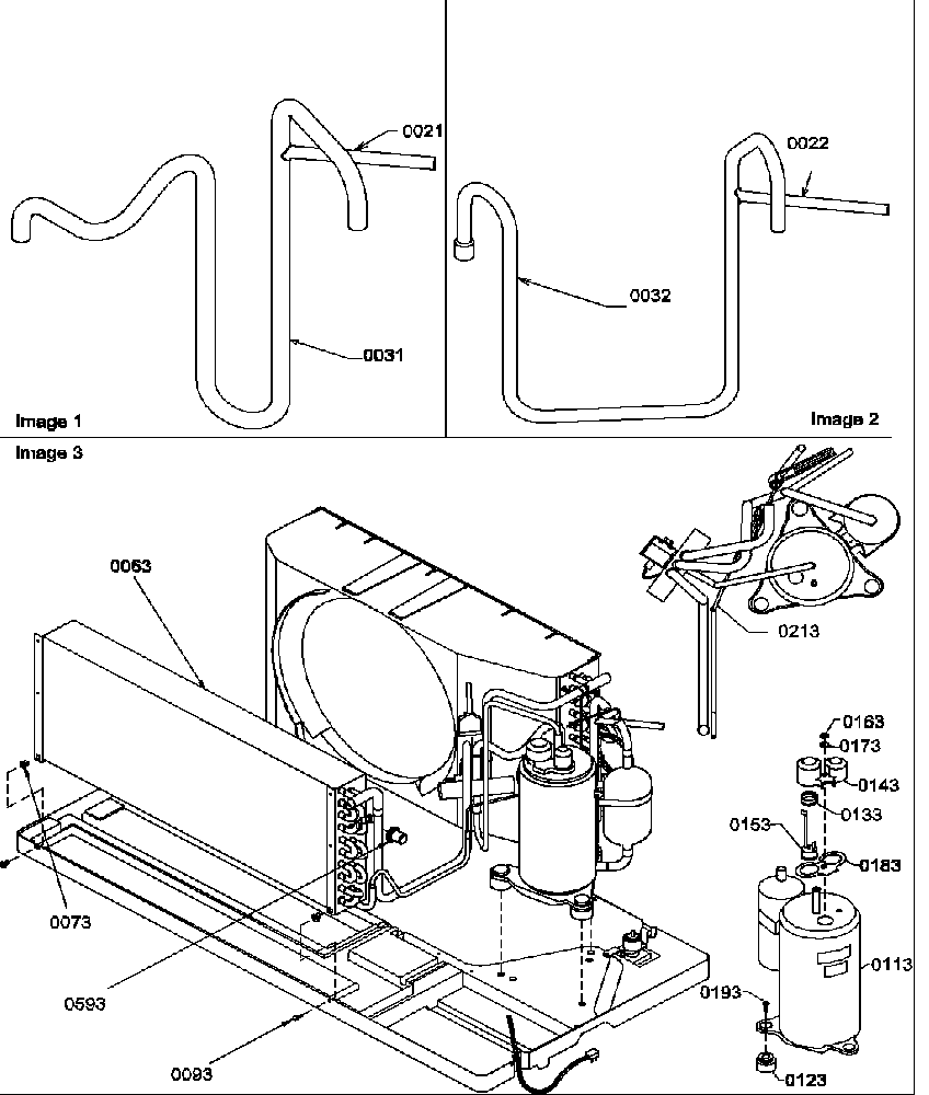 Amana PTH094A35CB/P1225225R compressor/tubing diagram