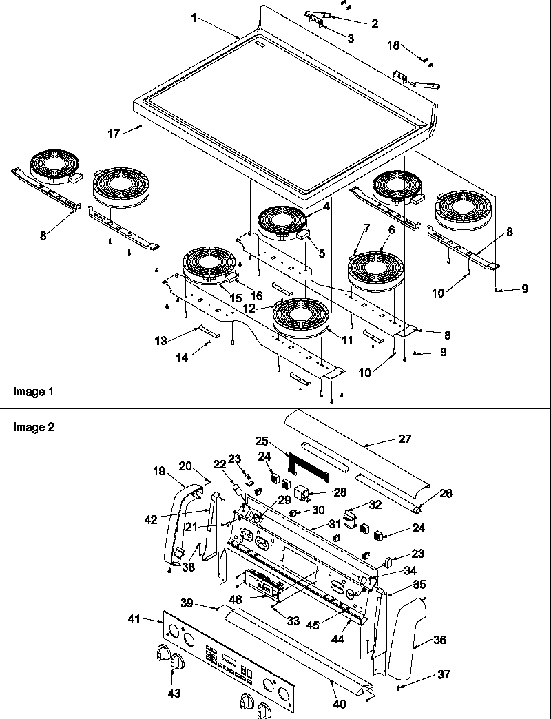 Amana ZRTC8500E-P1143629NE main top and backguard diagram