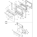 Amana ART6511E/P1143658NE oven door and storage door diagram