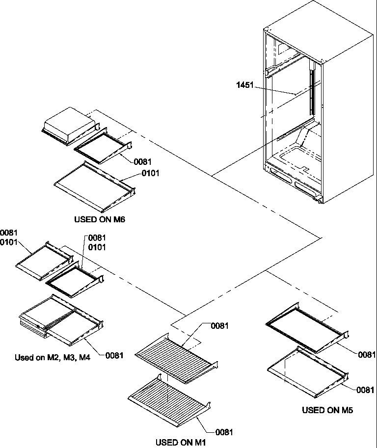 Amana ITZ500VW-P1322504WW interior shelving diagram