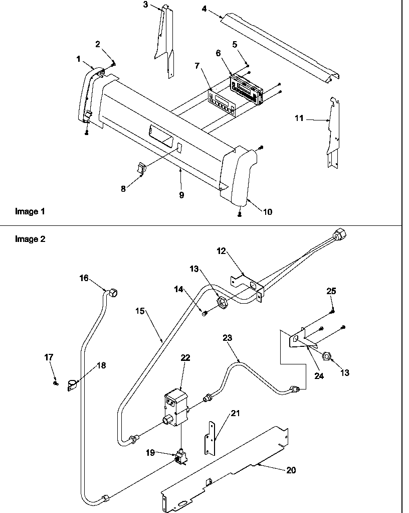 Amana ARG7600LL-P1143339NLL backguard and gas supply diagram