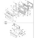 Amana ARG7800E-P1143365NE oven door and storage drawer diagram