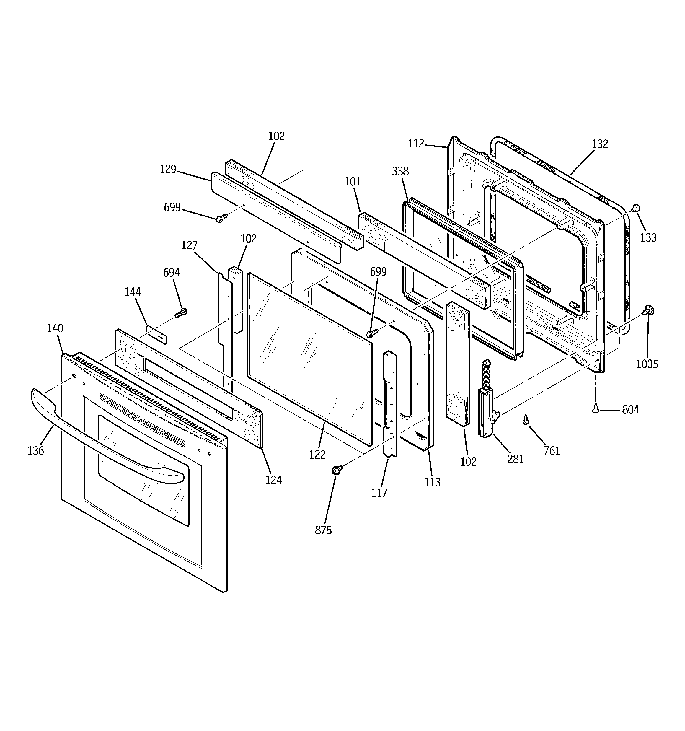 Kenmore 91147703201 door (model 911.47703201) diagram