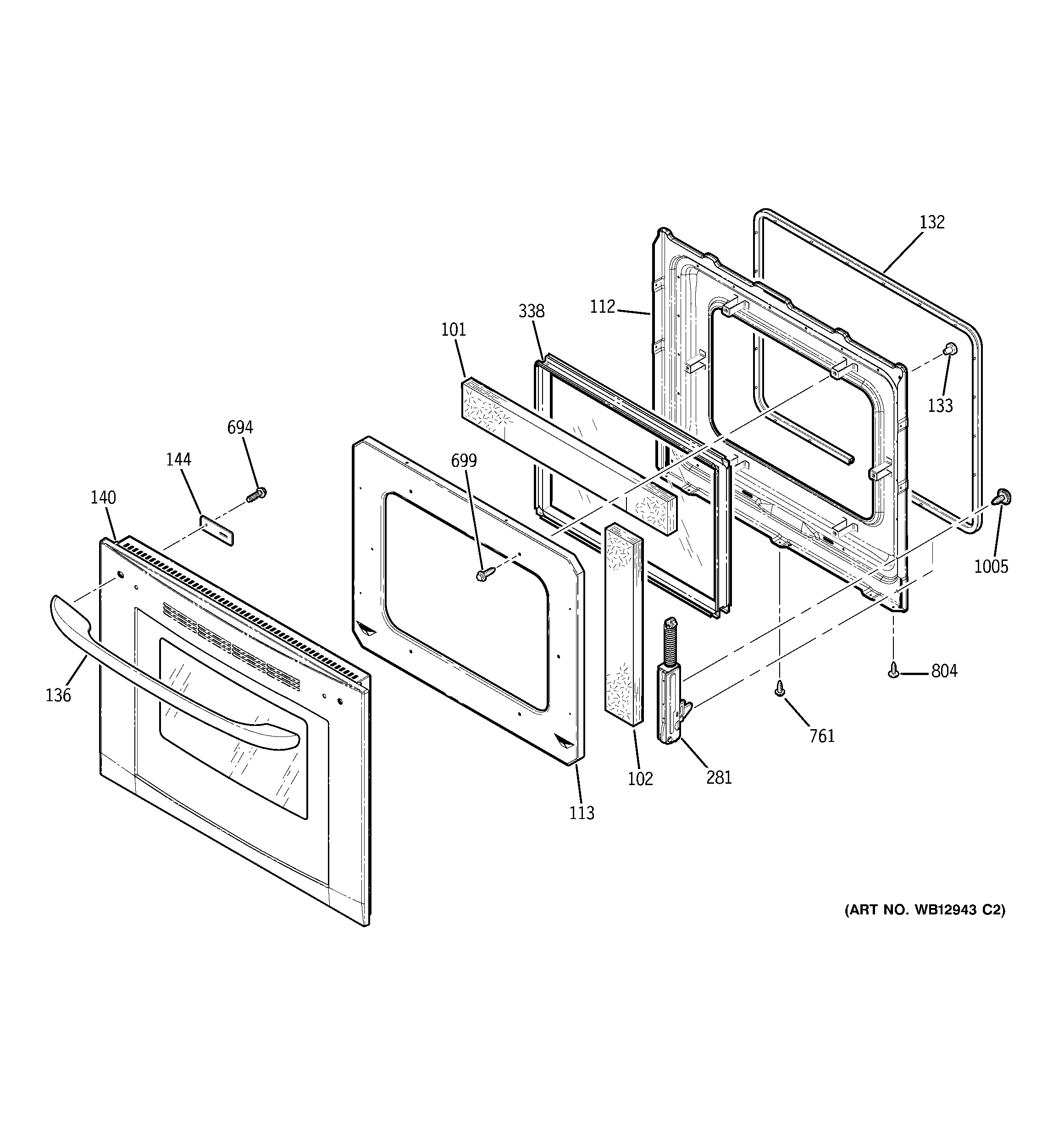 Kenmore 91147722202 lower door diagram