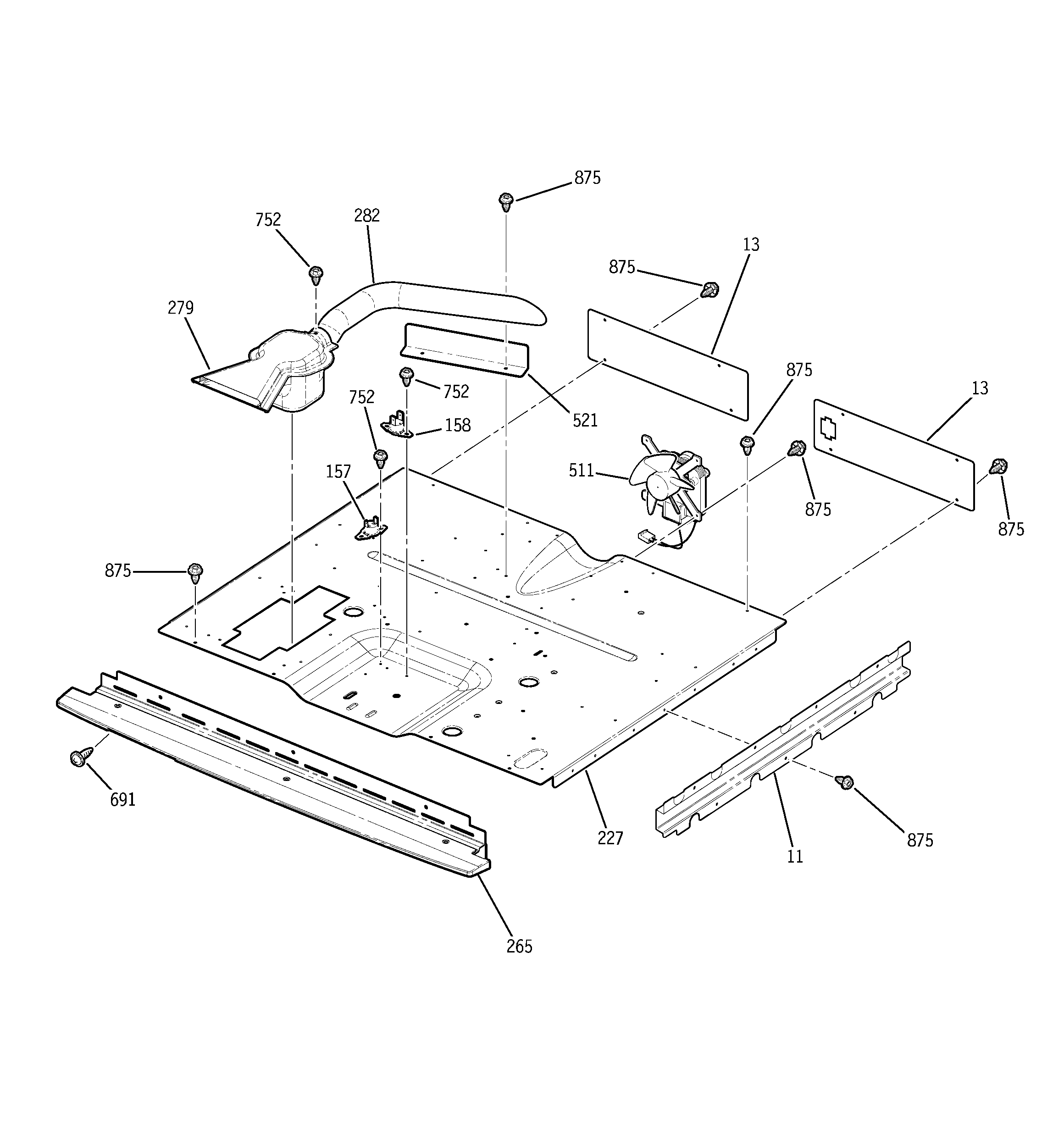 Kenmore 91147742201 center spacer diagram