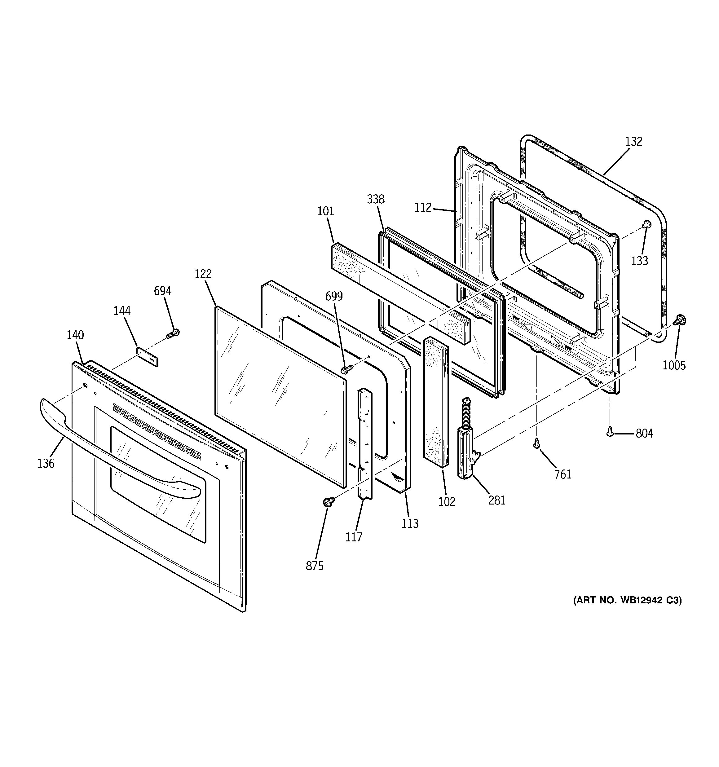 Kenmore 91147742201 door diagram
