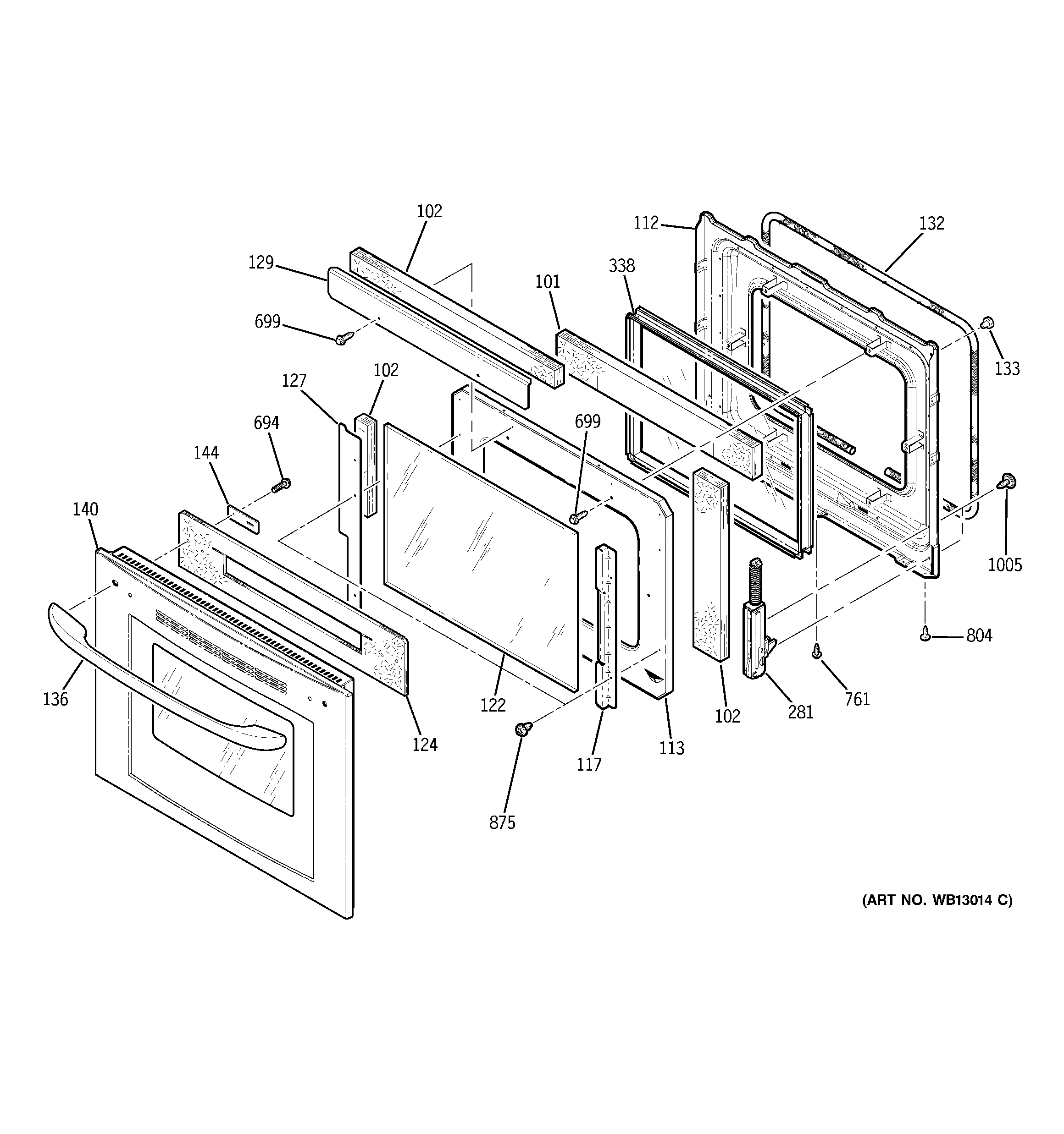 Kenmore 91147742201 stainless steel door diagram