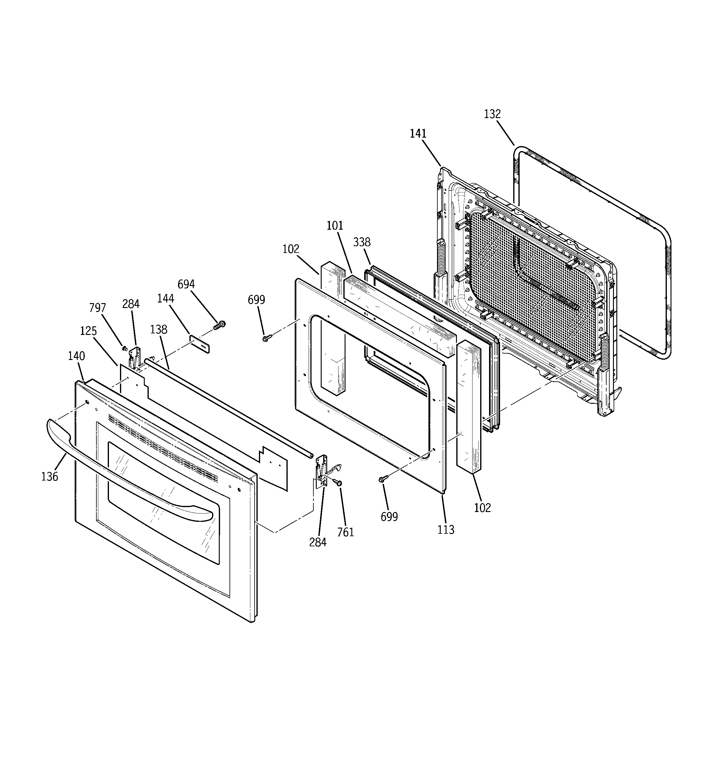 Kenmore 91146394300 stainless steel door diagram