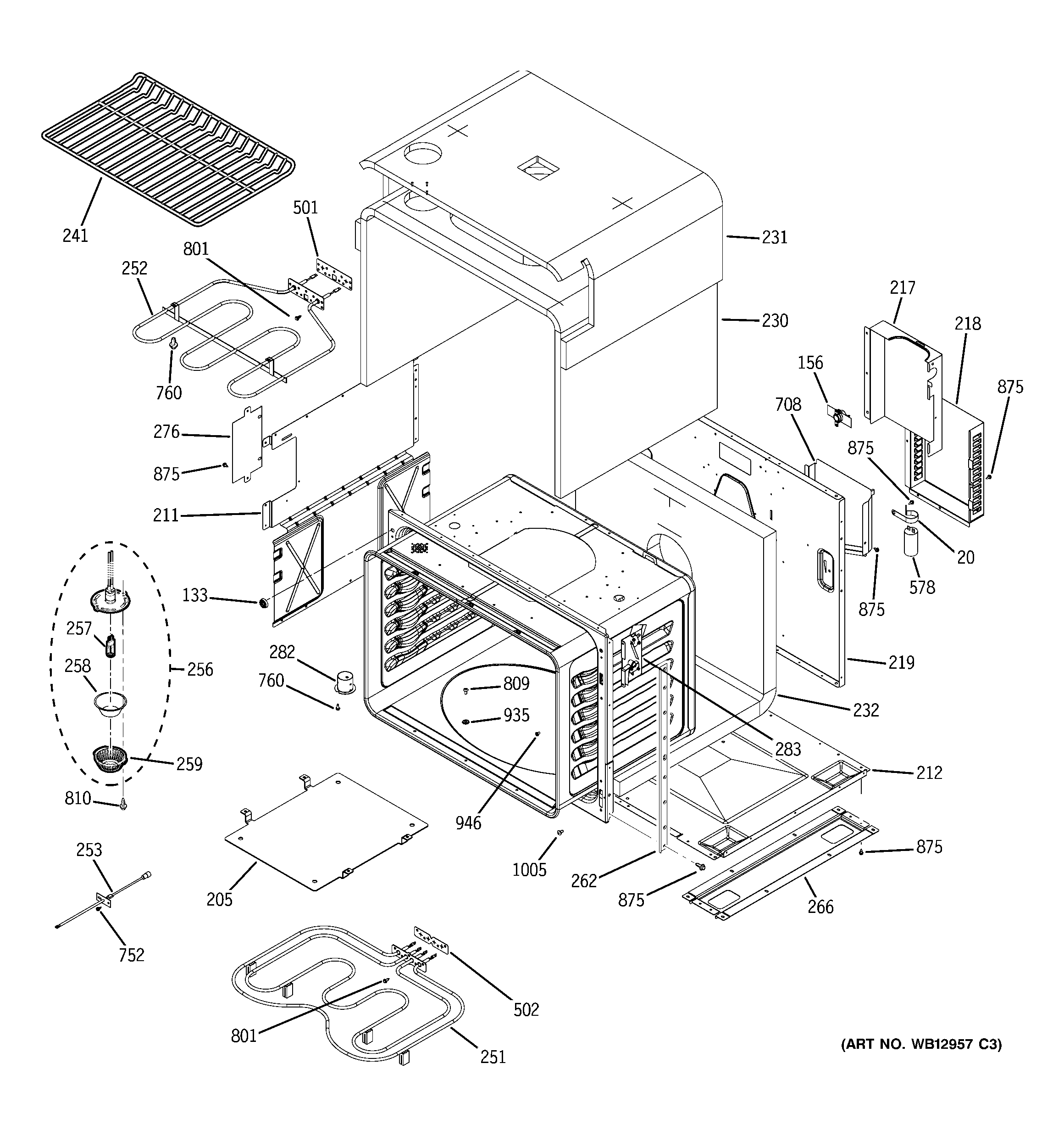 Kenmore 91149233300 upper oven body diagram
