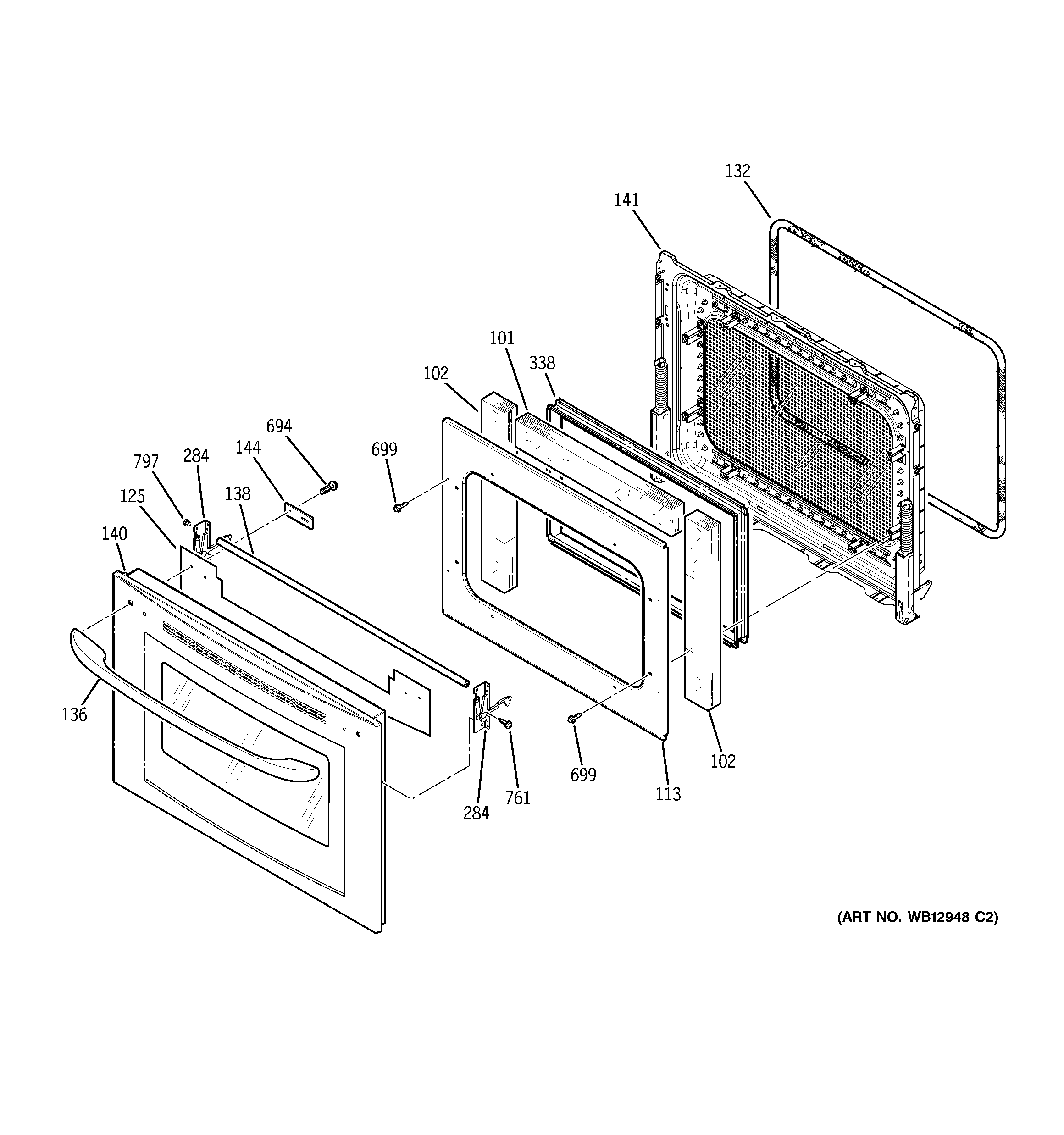 Kenmore 91149233300 stainless steel door diagram