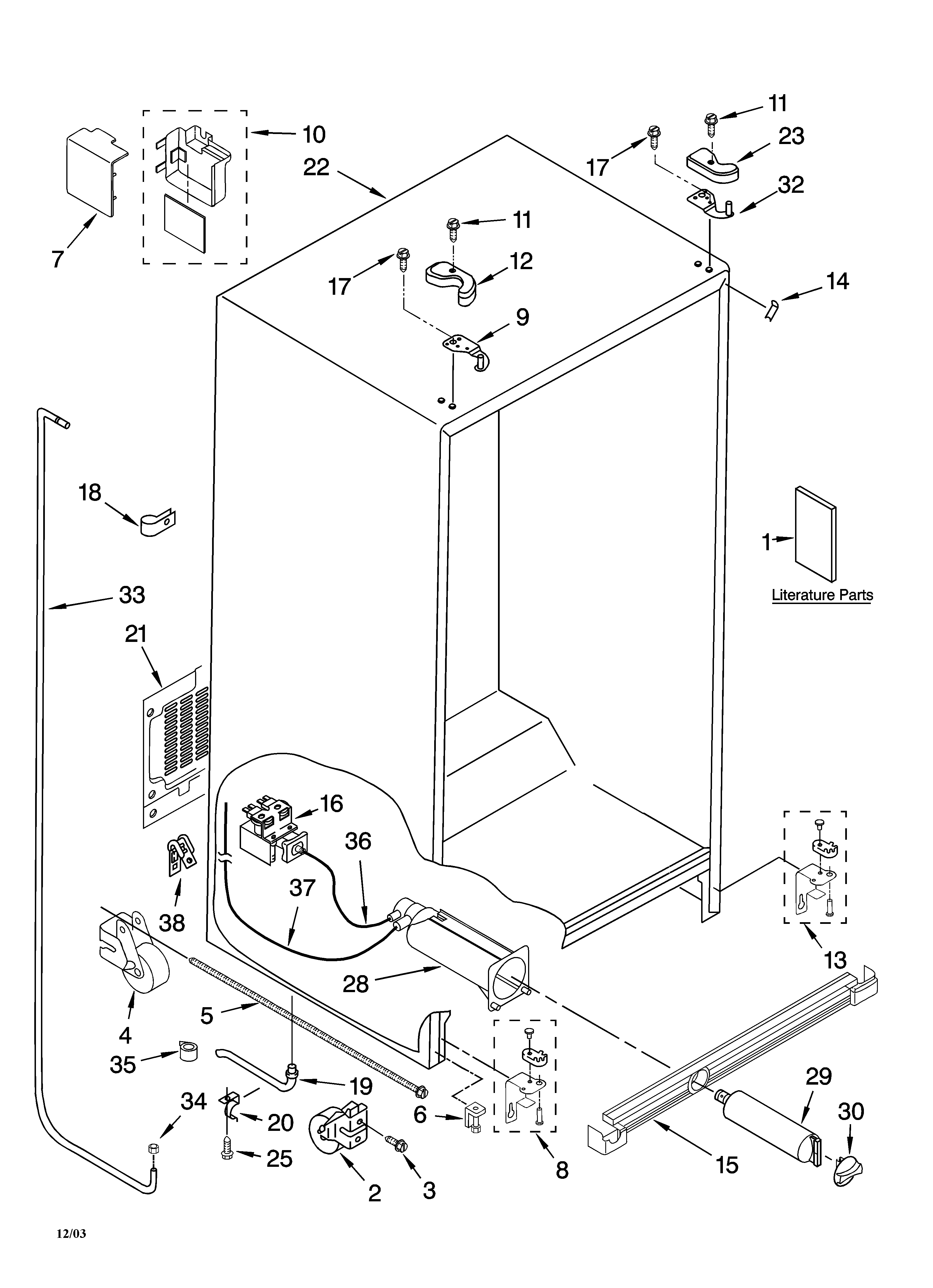 Kenmore 10644103300 cabinet parts diagram