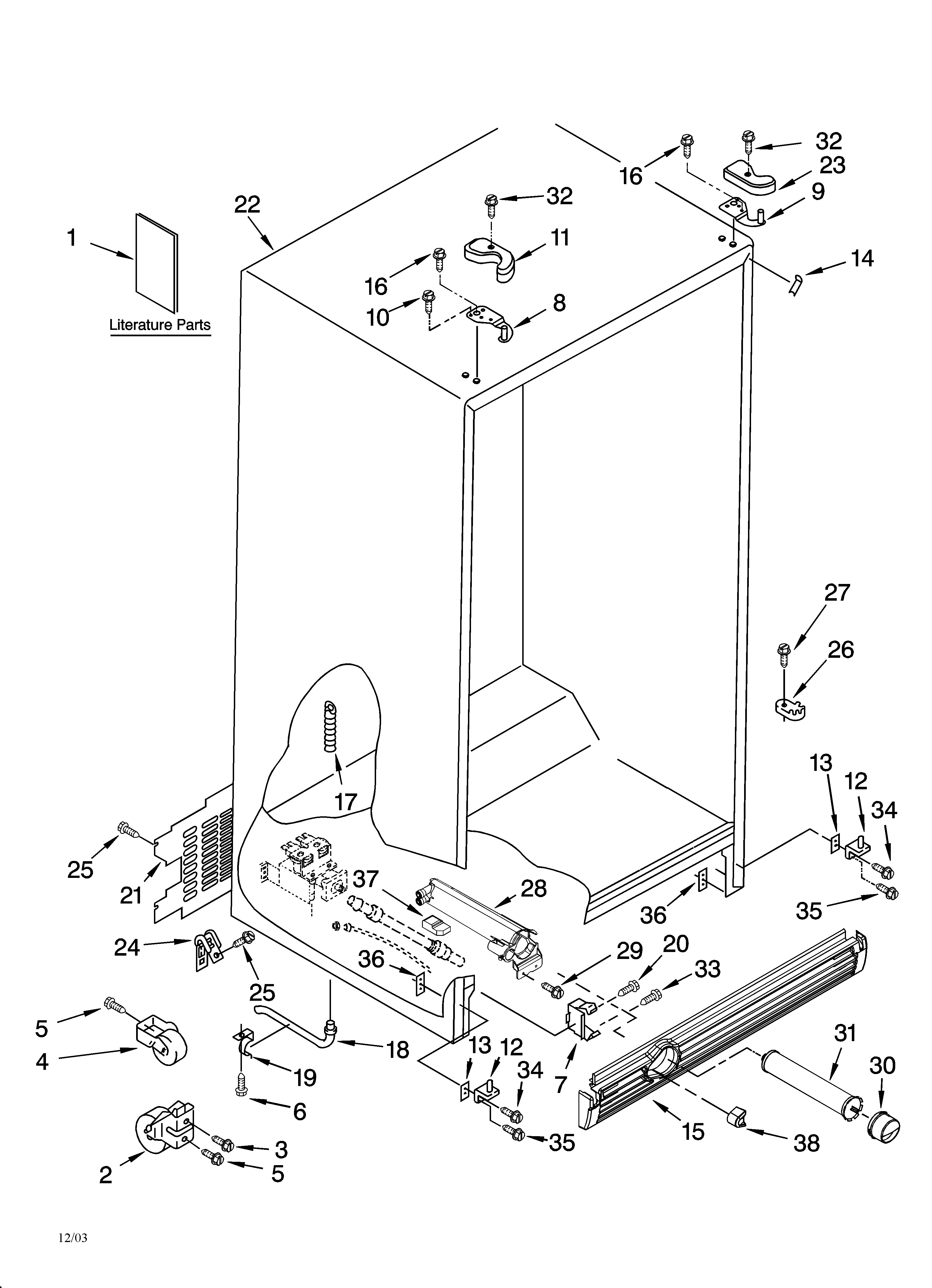 Kenmore 10654083400 cabinet parts diagram