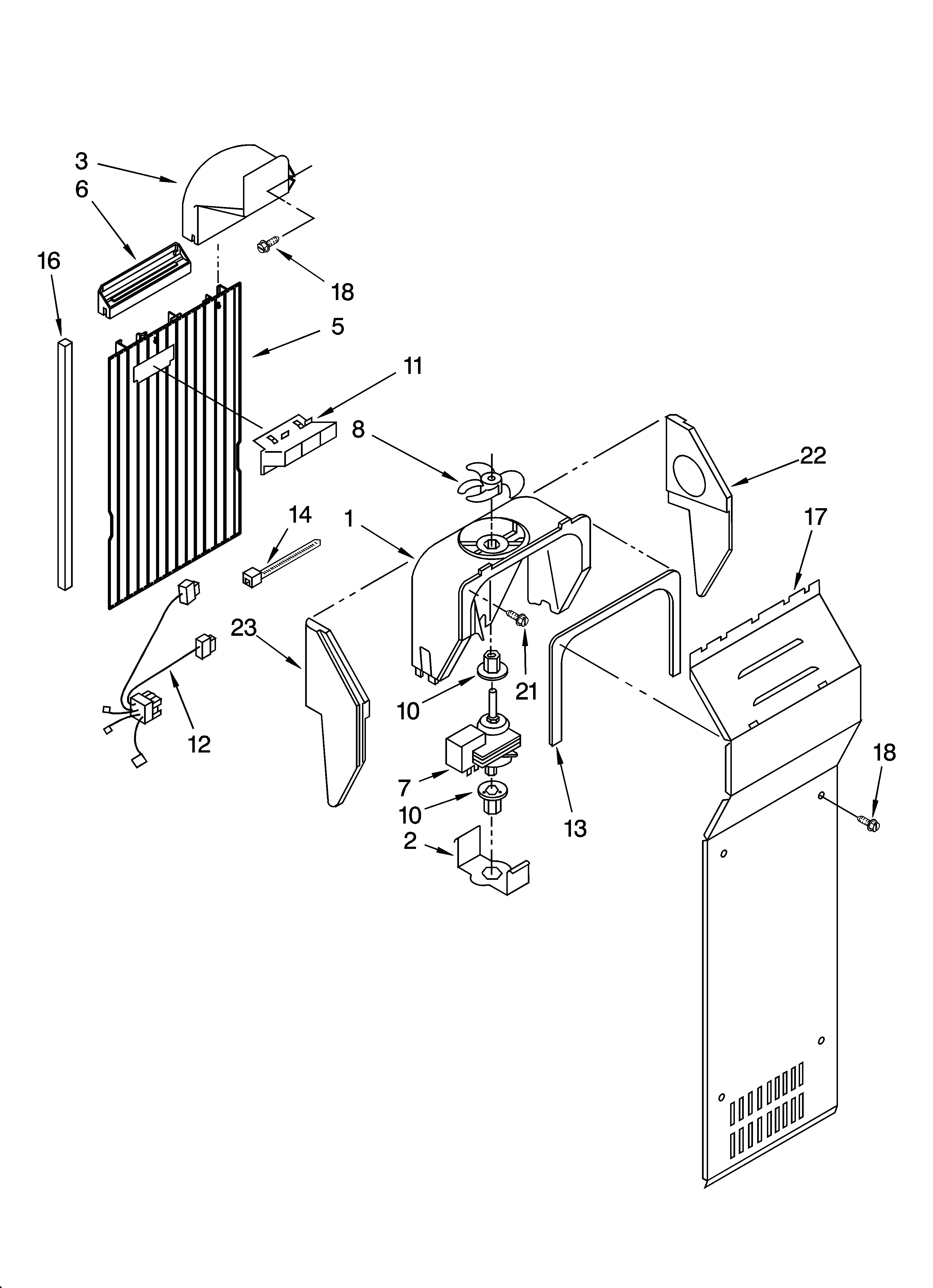 Kenmore 10654083400 air flow parts diagram