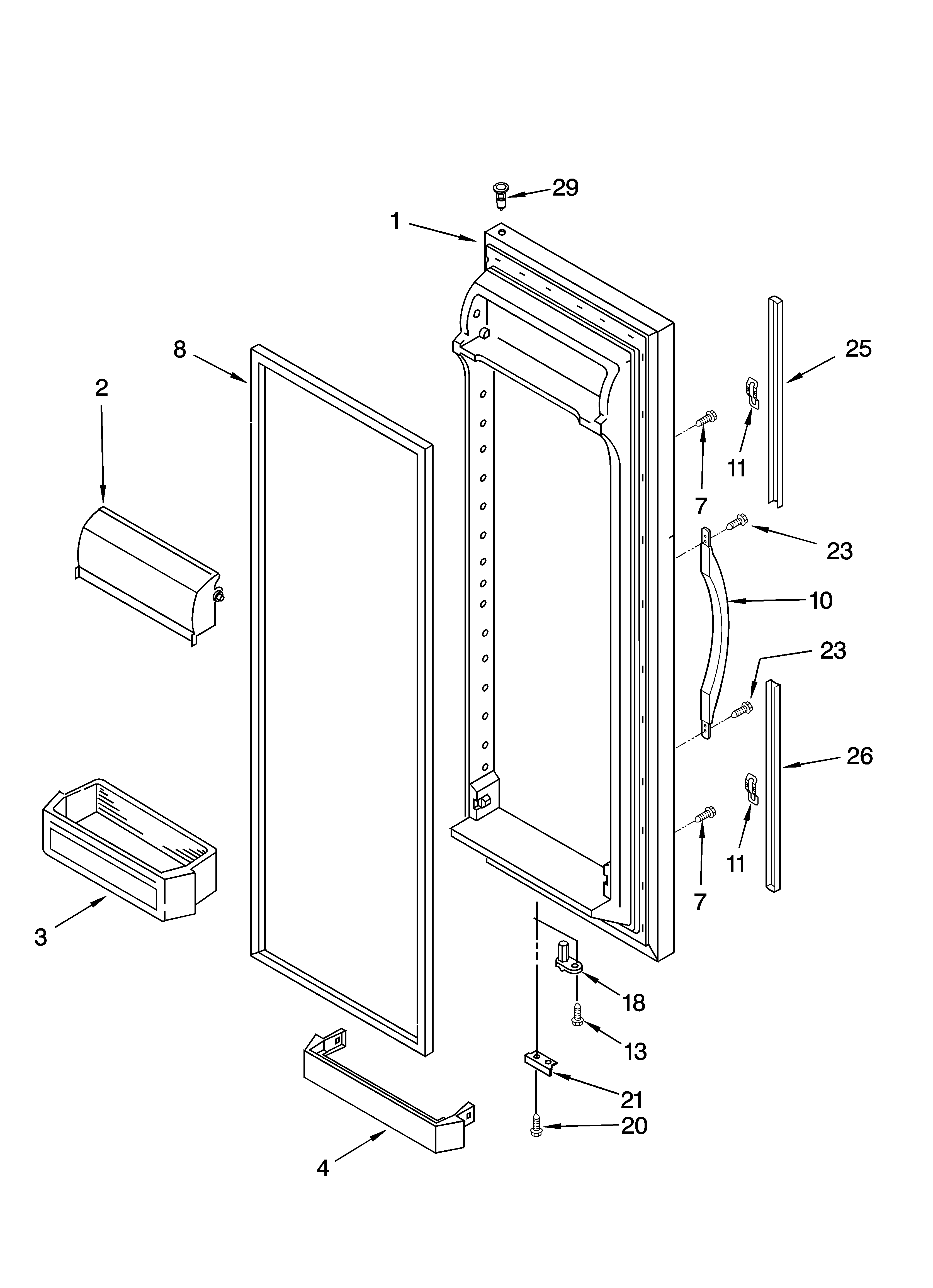 Kenmore 10654083400 refrigerator door parts diagram