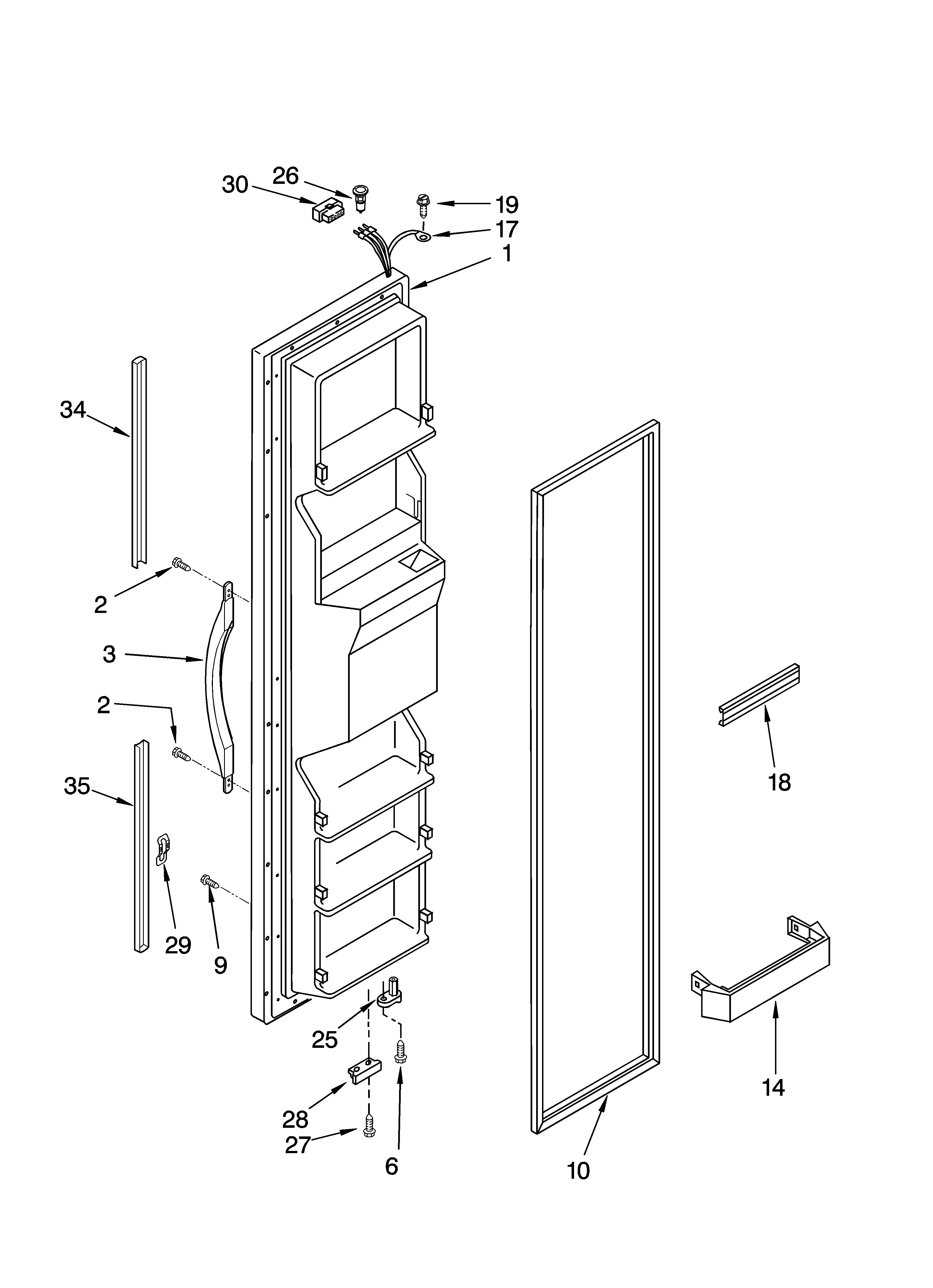 Kenmore 10654083400 freezer door parts diagram