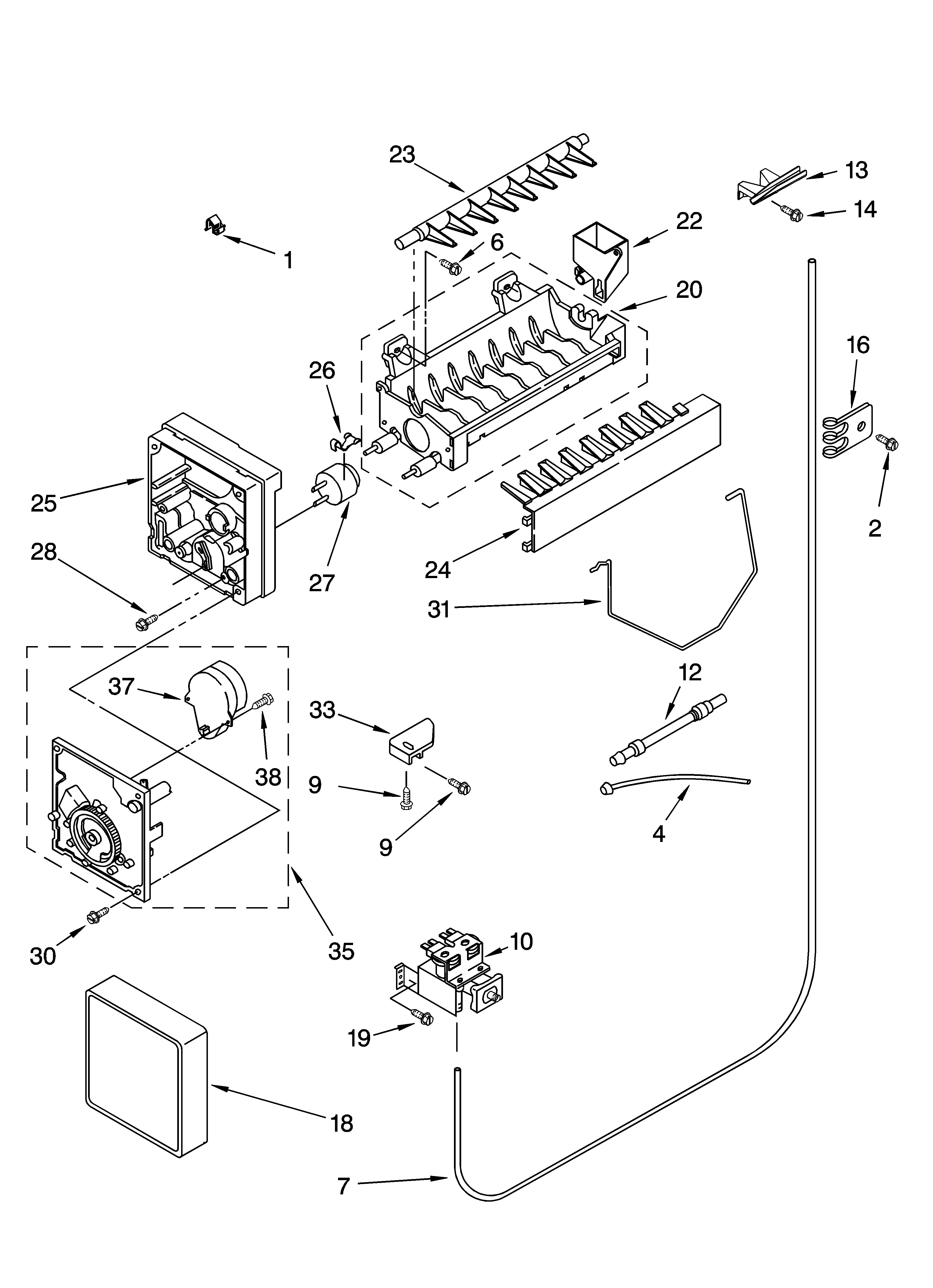 Kenmore 10654083400 icemaker parts diagram