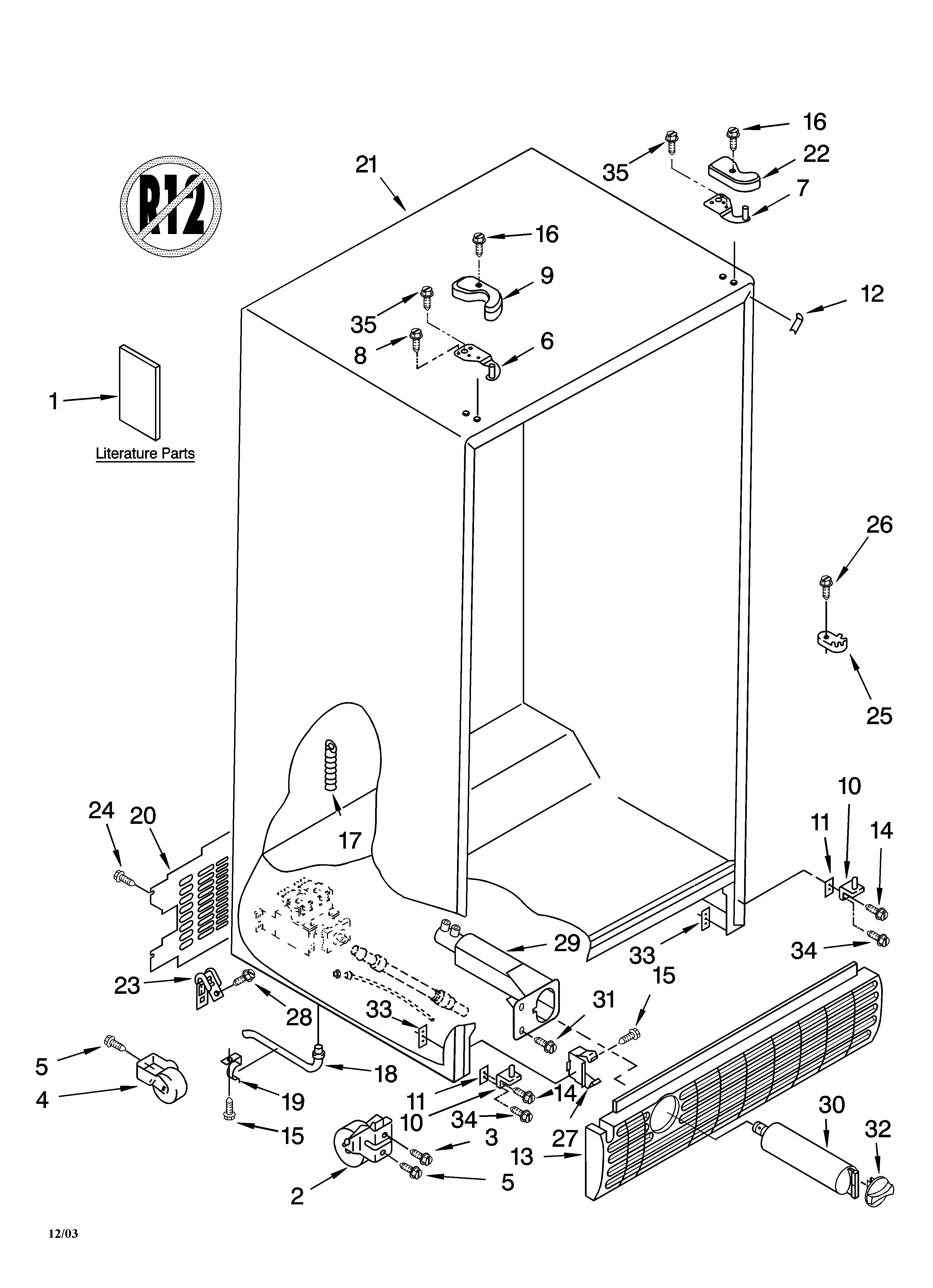 Kenmore 10654502300 cabinet parts diagram