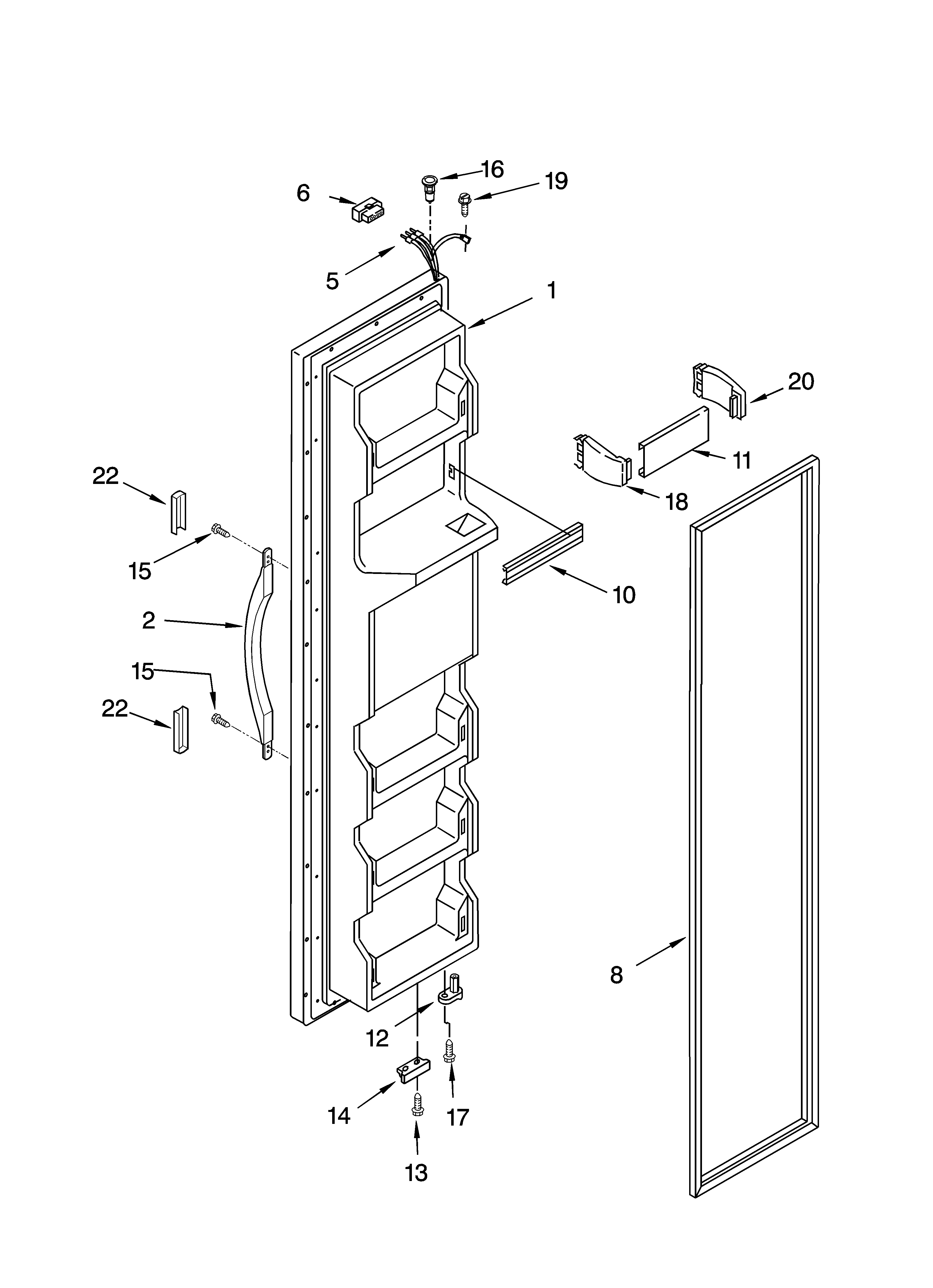 Kenmore 10654502300 freezer door parts diagram