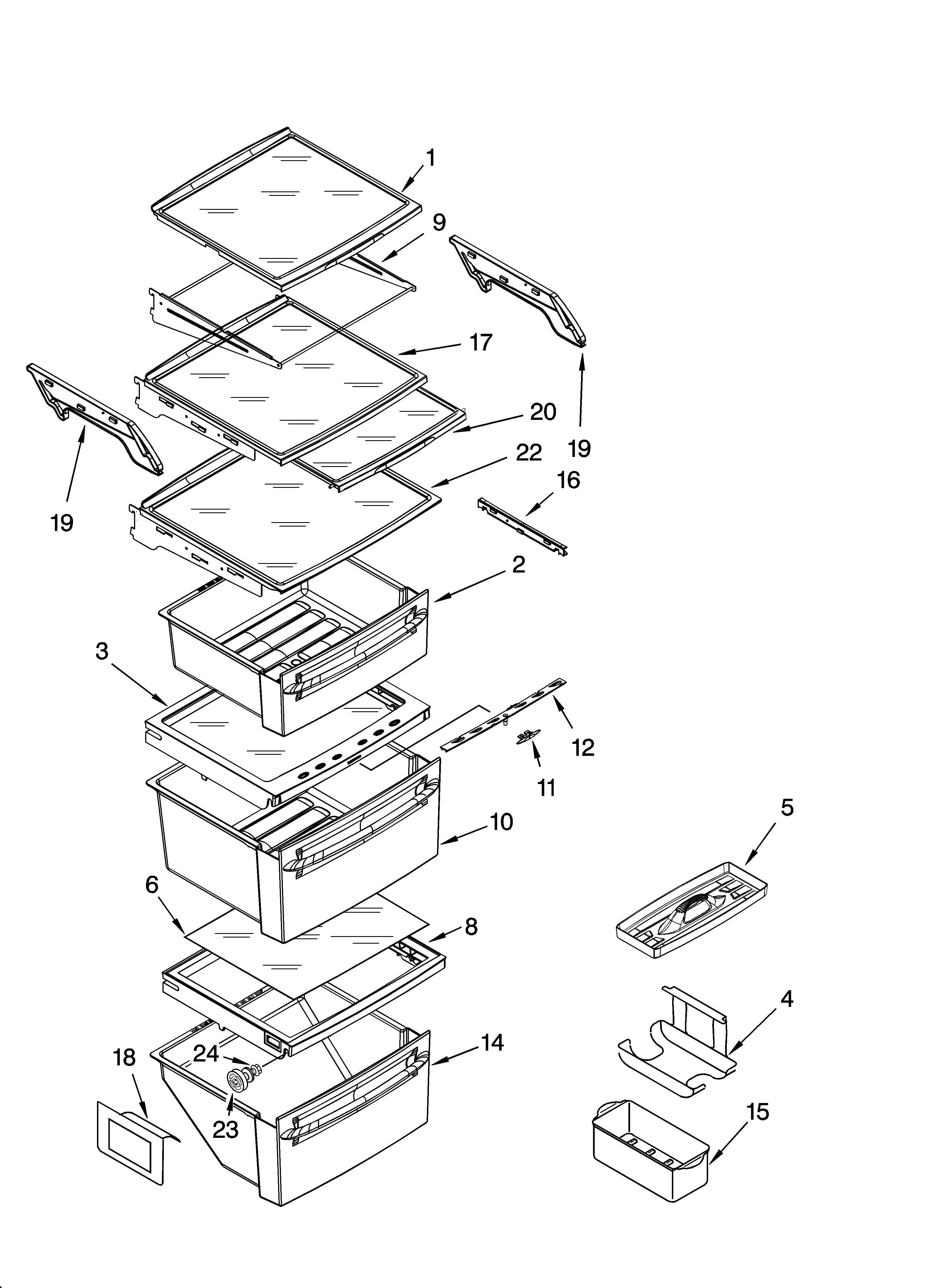 Kenmore Elite 10655213400 refrigerator shelf parts diagram