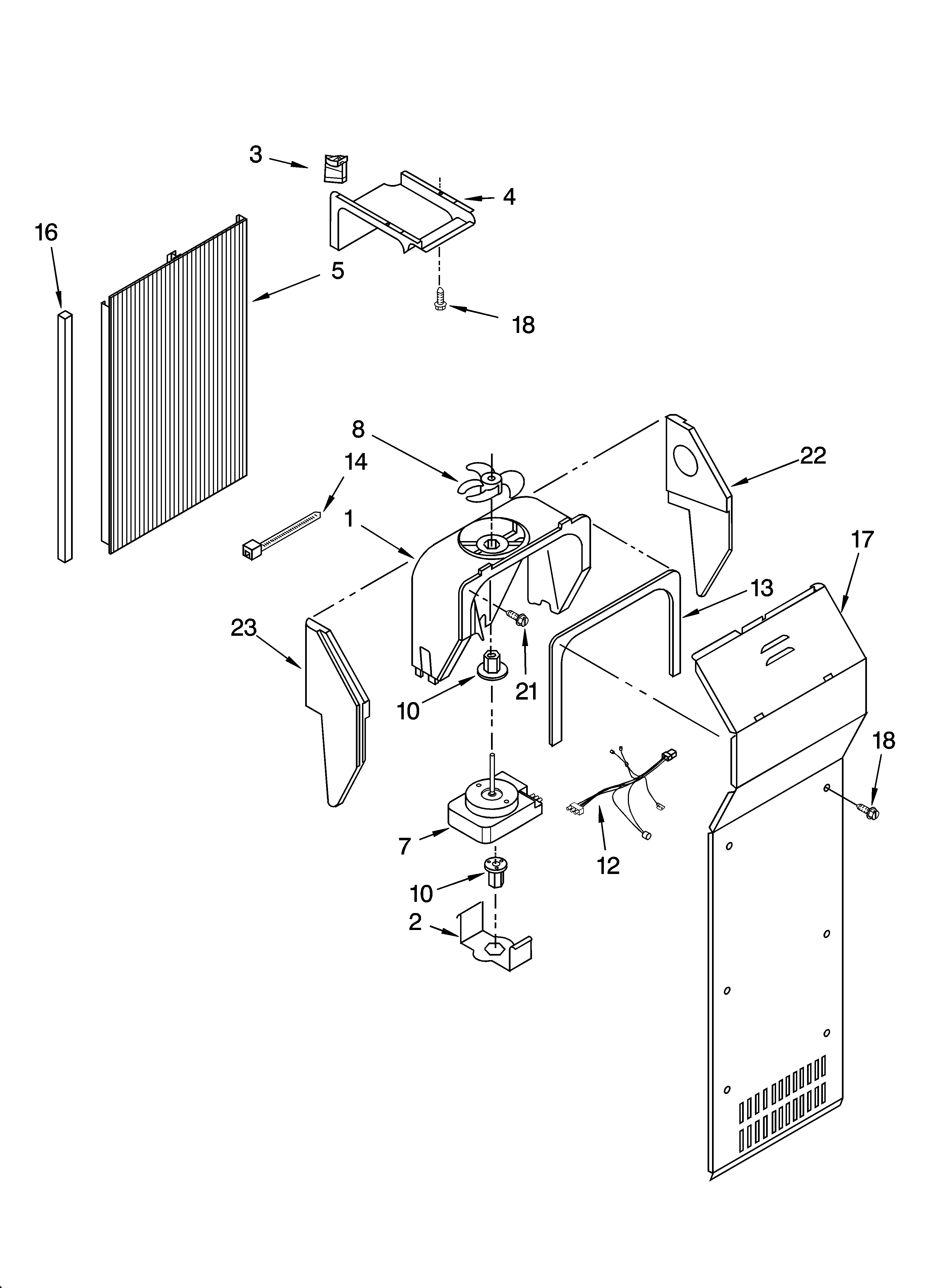 Kenmore Elite 10655213400 air flow parts diagram