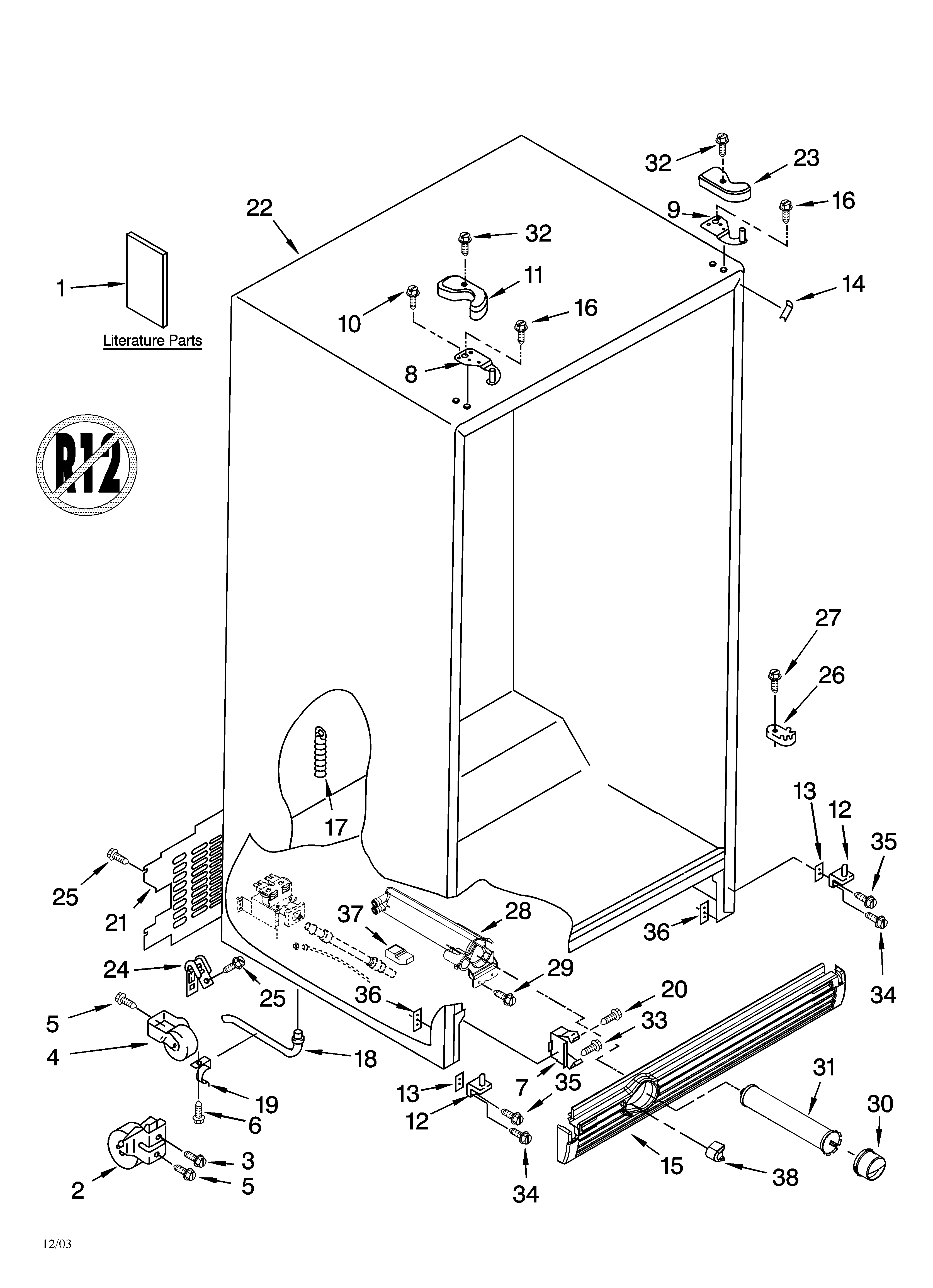 Kenmore 10655382400 cabinet parts diagram