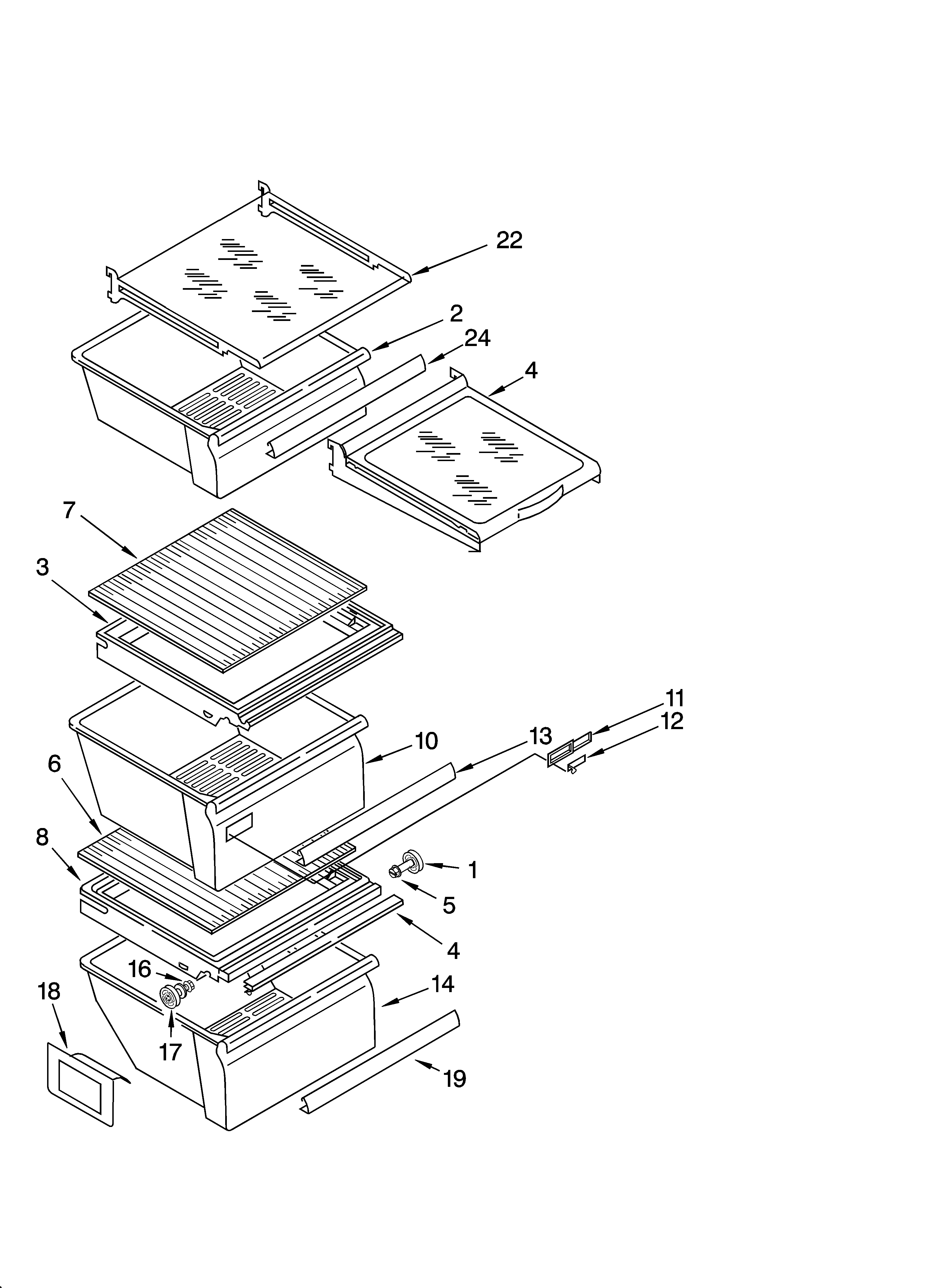 Kenmore 10655382400 refrigerator shelf parts diagram