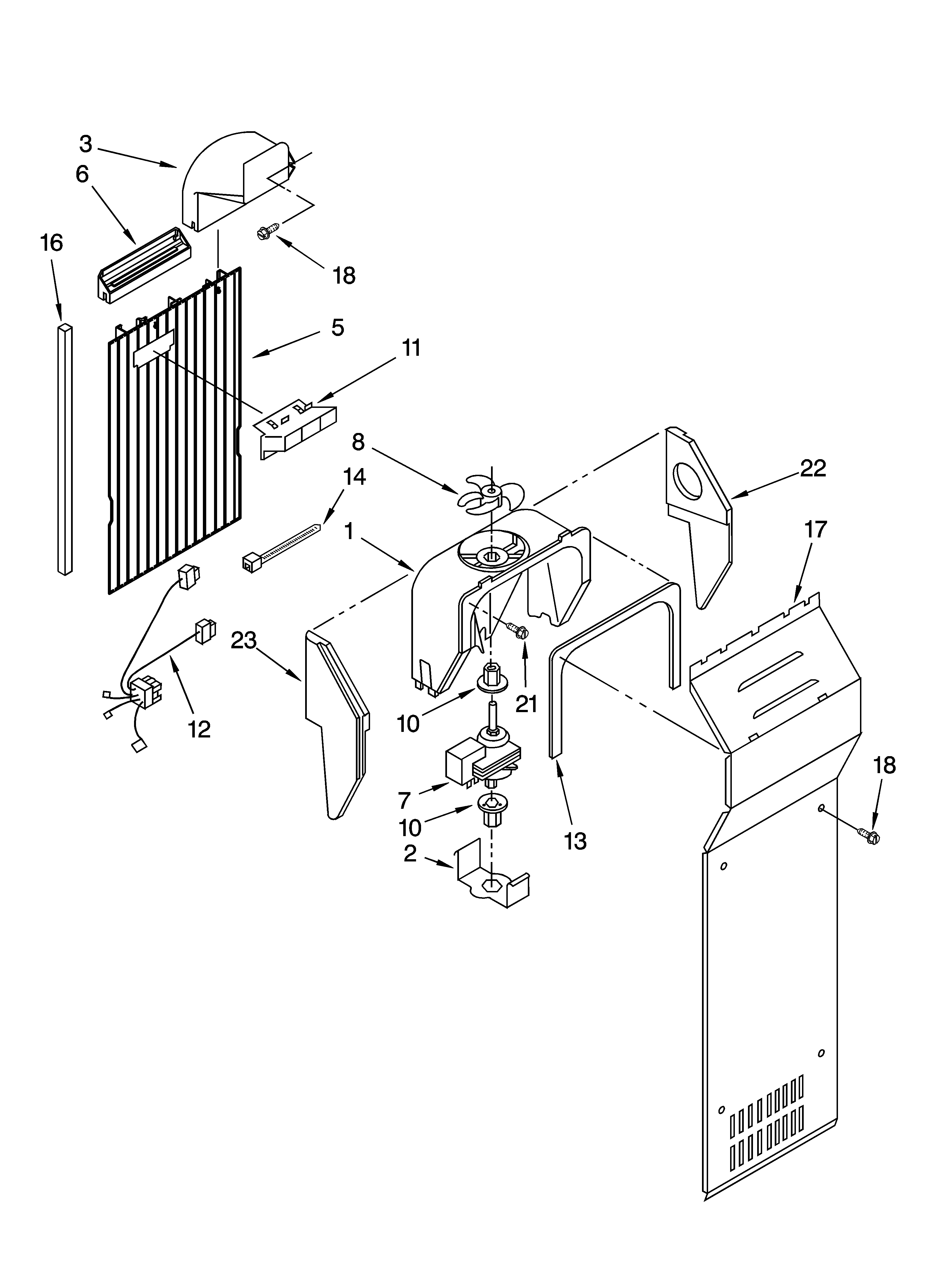 Kenmore 10655382400 air flow parts diagram
