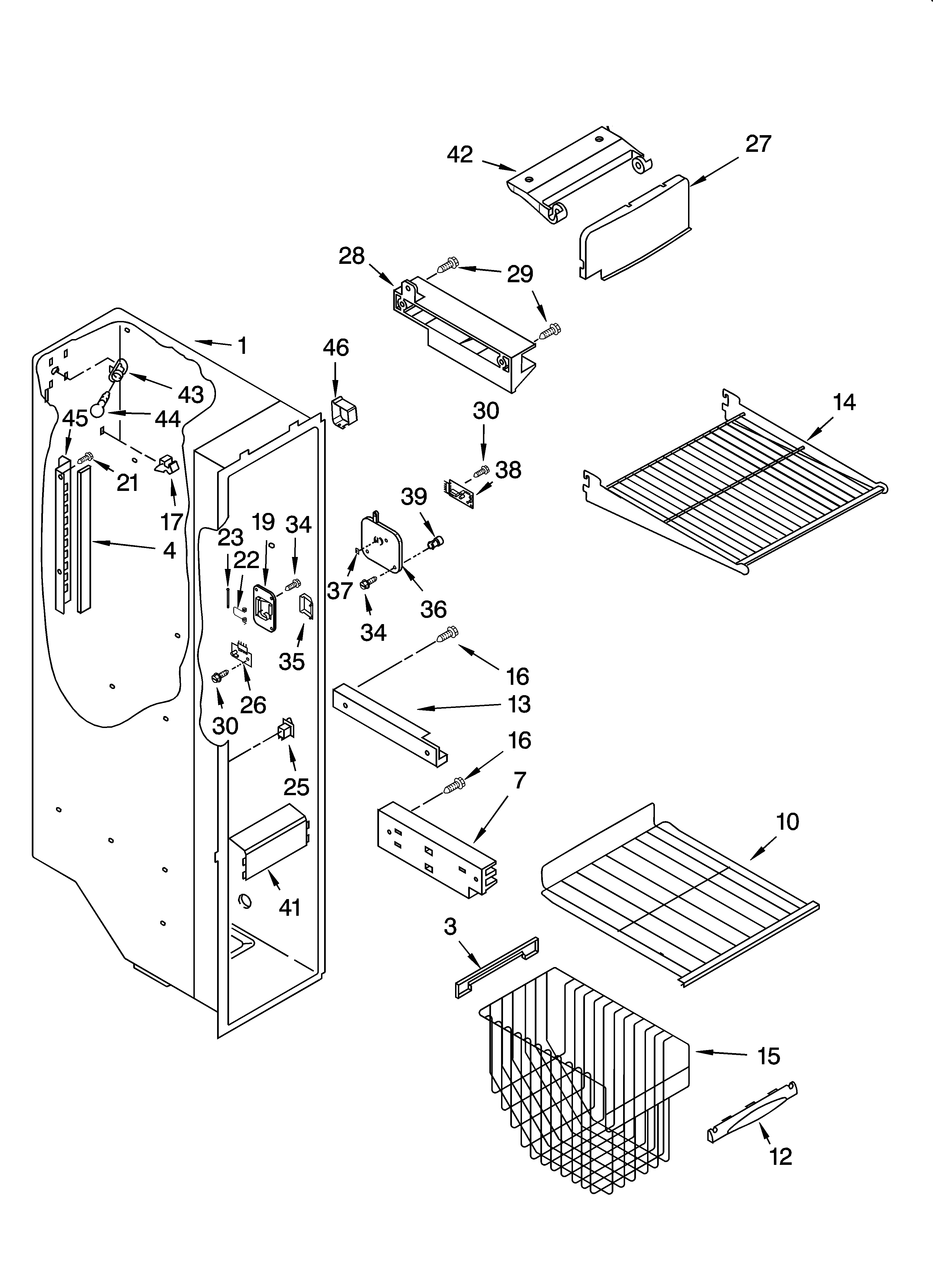 Kenmore 10656242400 freezer liner parts diagram