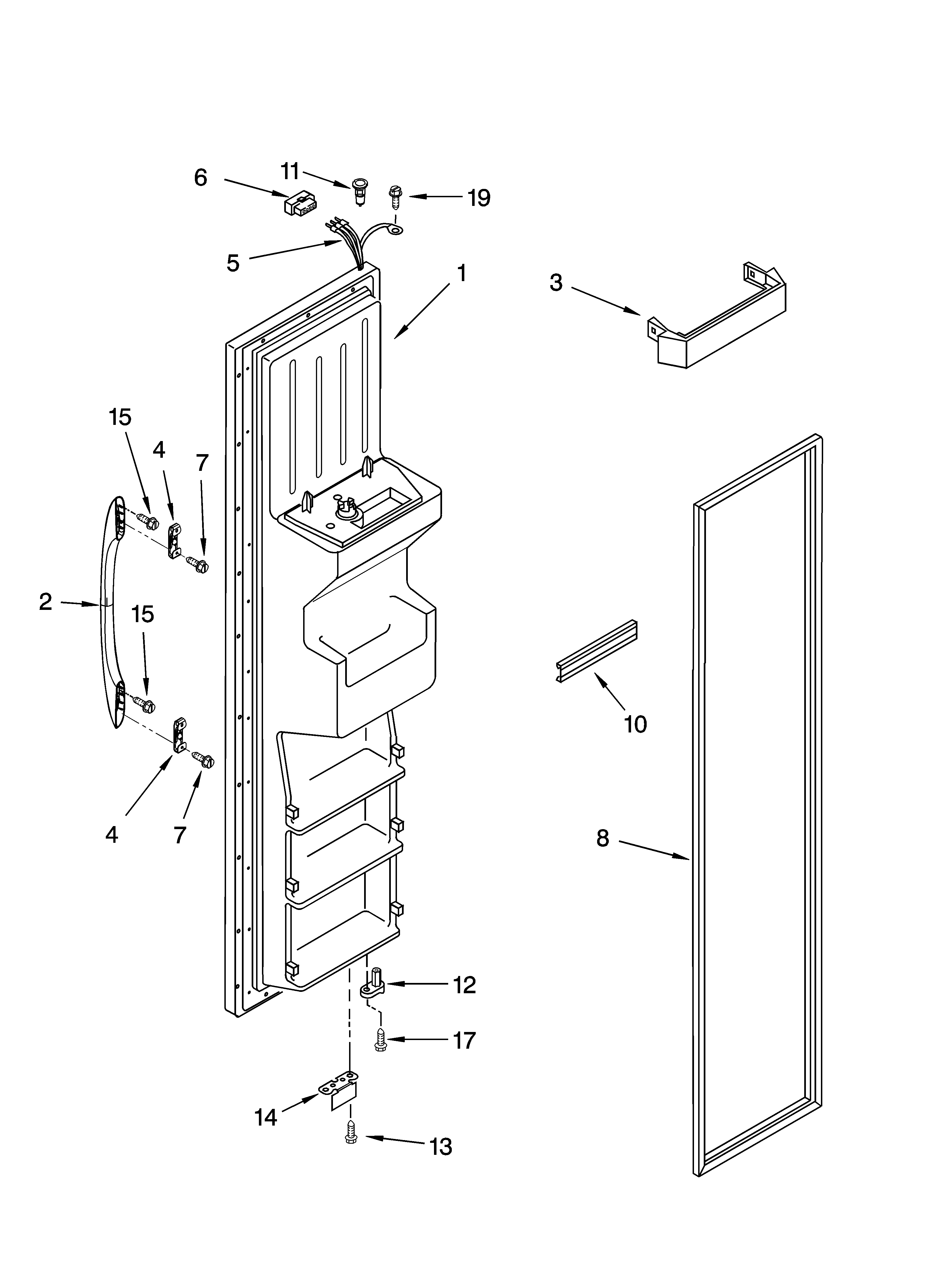 Kenmore 10656242400 freezer door parts diagram