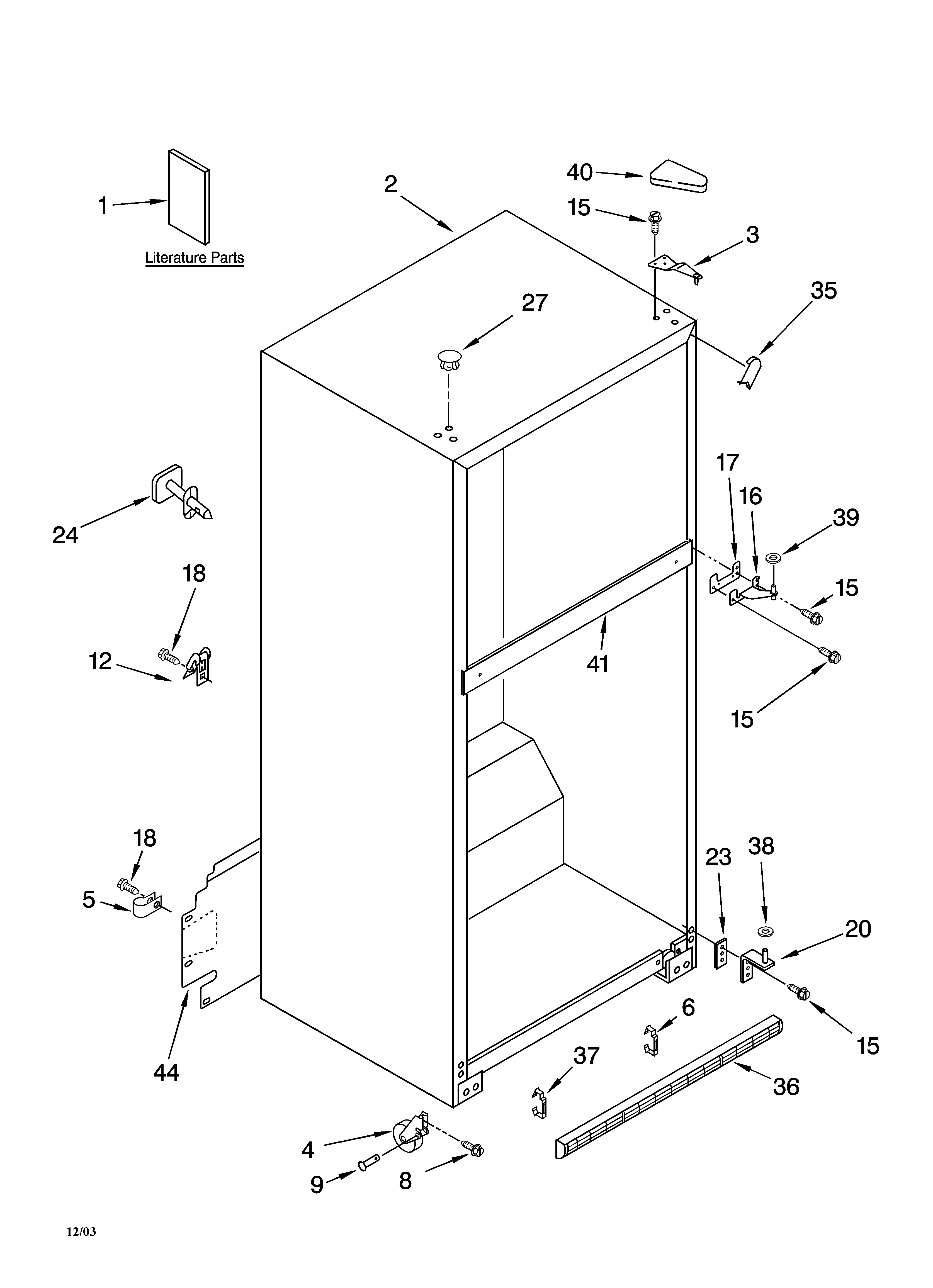 Kenmore 10664969400 cabinet parts diagram