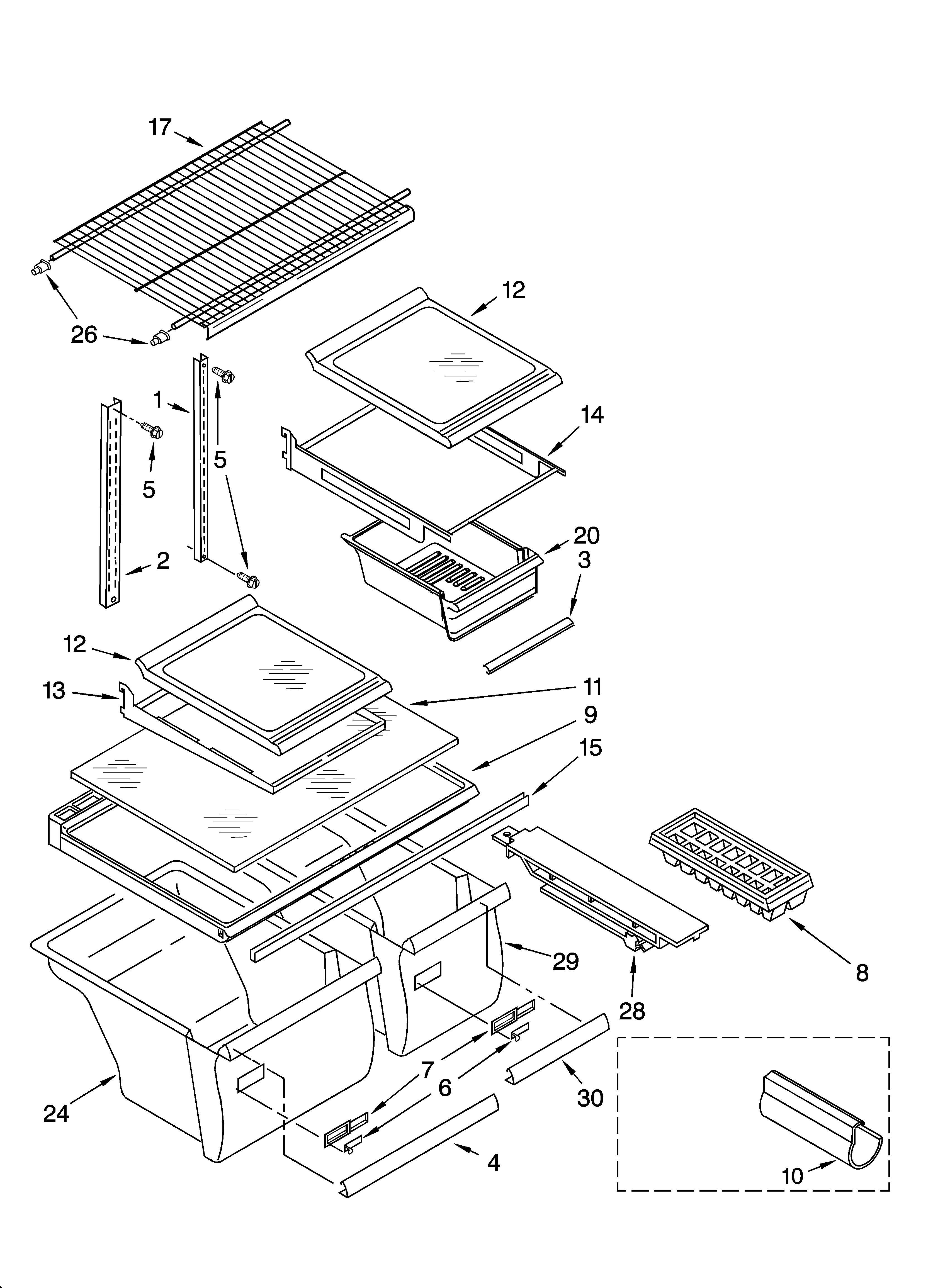 Kenmore 10664969400 shelf parts diagram