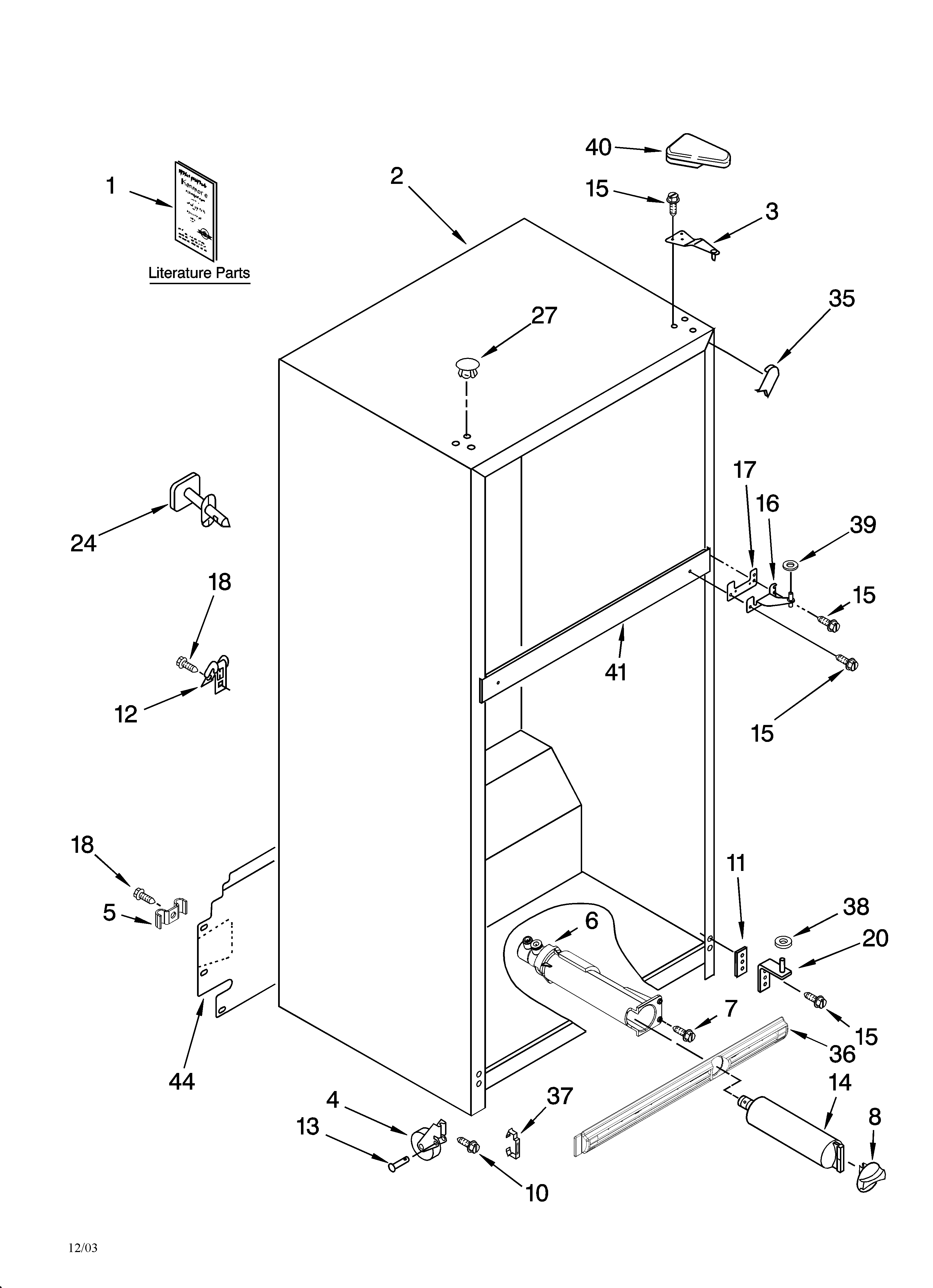 Kenmore 10673939300 cabinet parts diagram