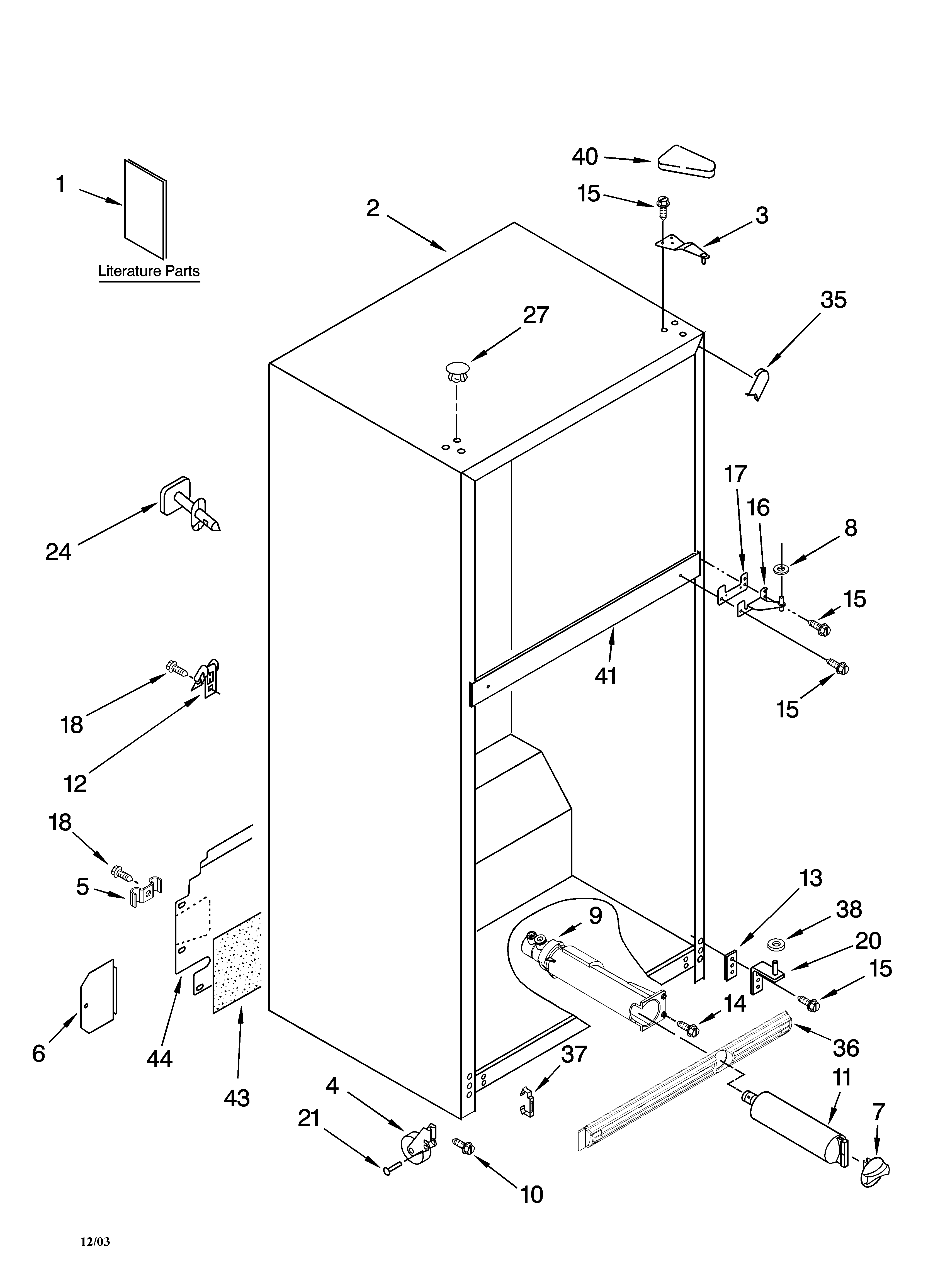 Kenmore 10674252400 cabinet parts diagram