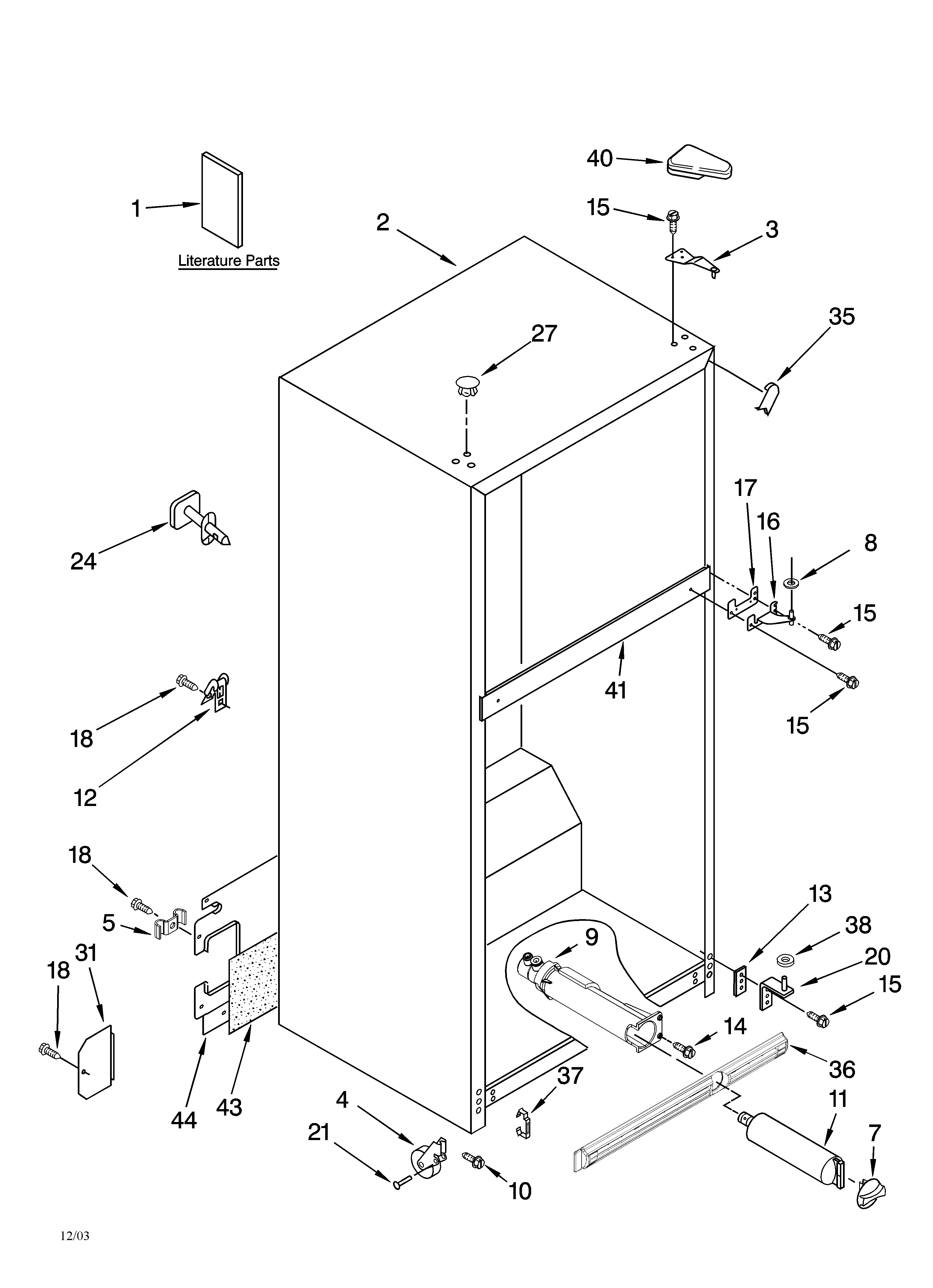 Kenmore 10674289400 cabinet parts diagram
